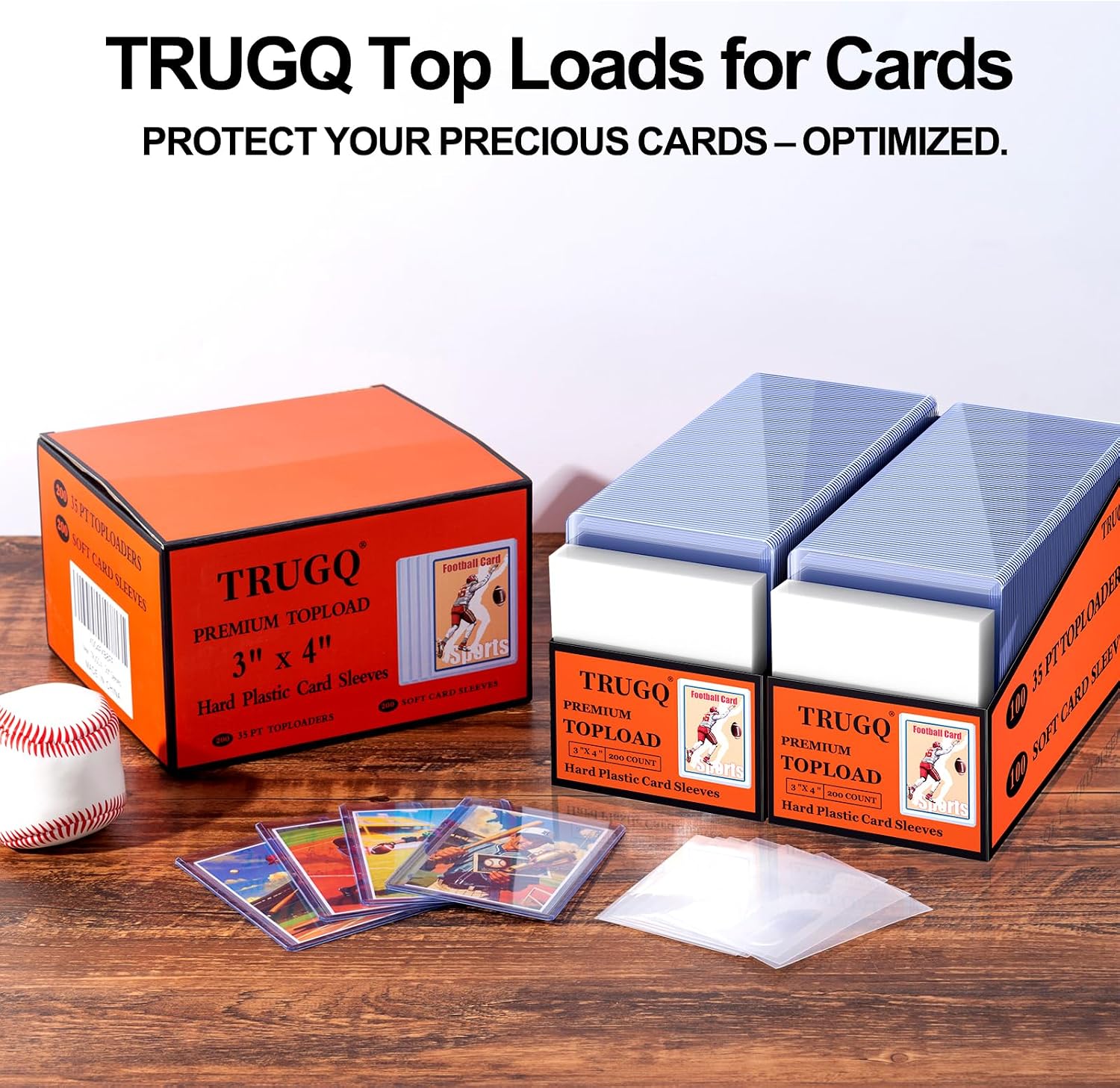 Thumbnail 6 de TRUGQ 400 Card Sleeves Top Loads: 200 Hard Top Loaders + 200 Soft Sleeves for 3" x 4" Cards