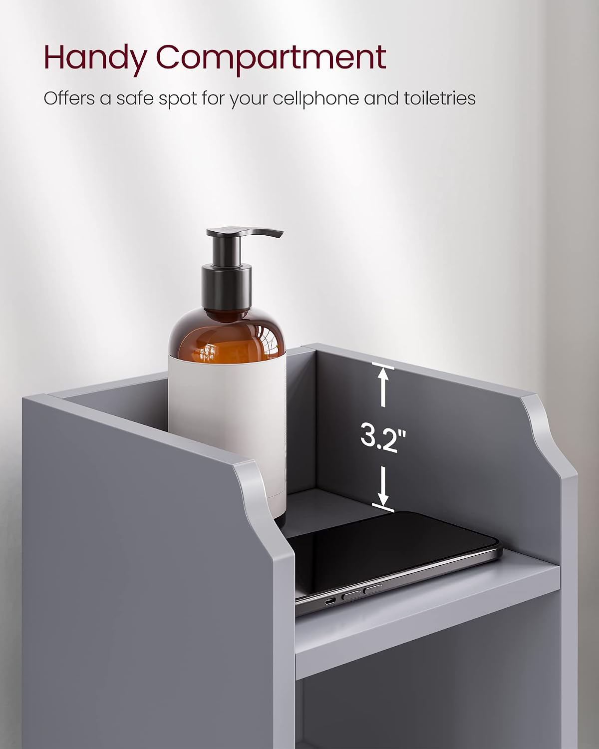 Detalle 2 de VASAGLE Corner Storage Cabinet, Dove Gray