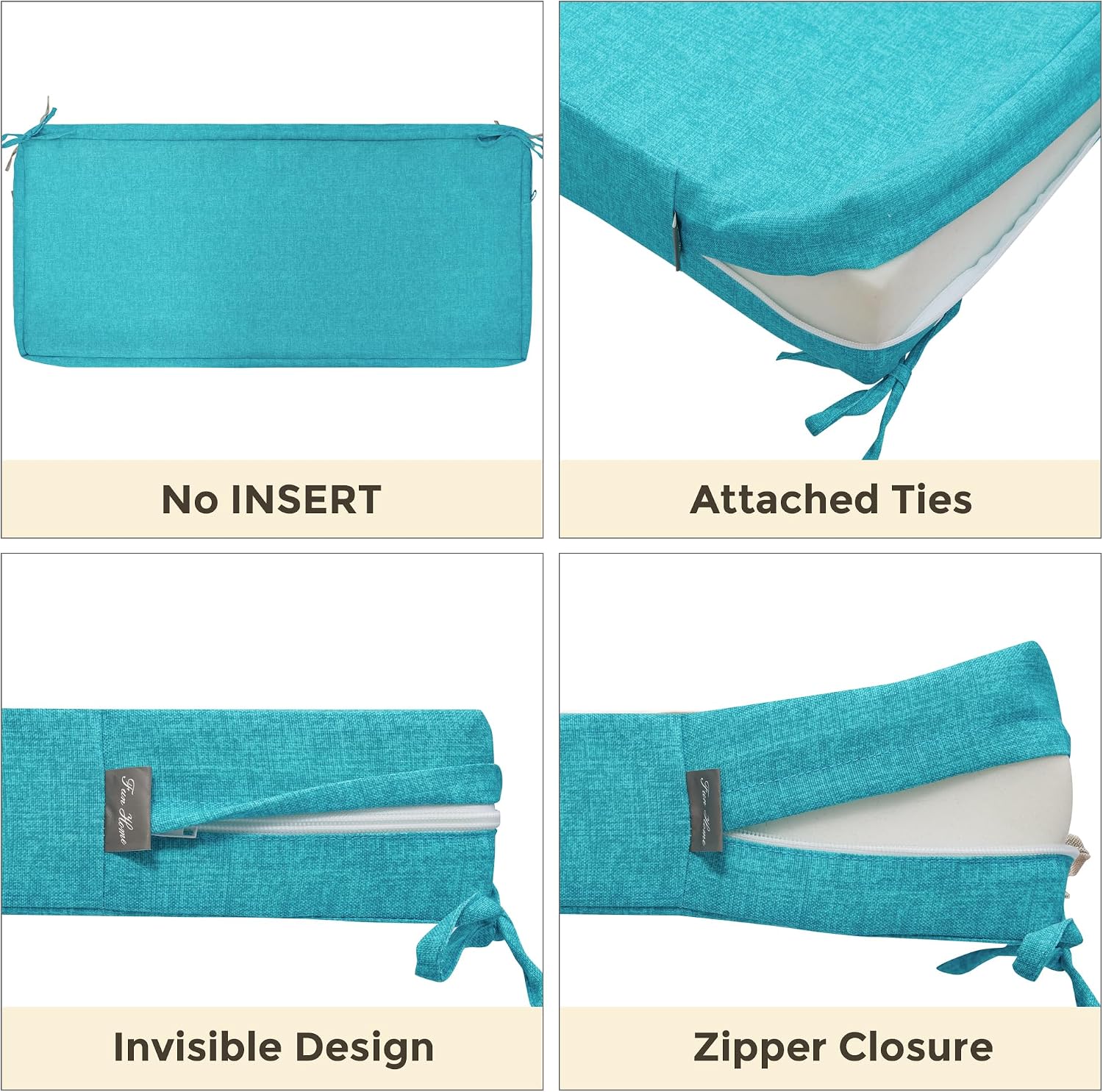 Detalle de FUNHOME Outdoor Bench Cushion Cover Polyester