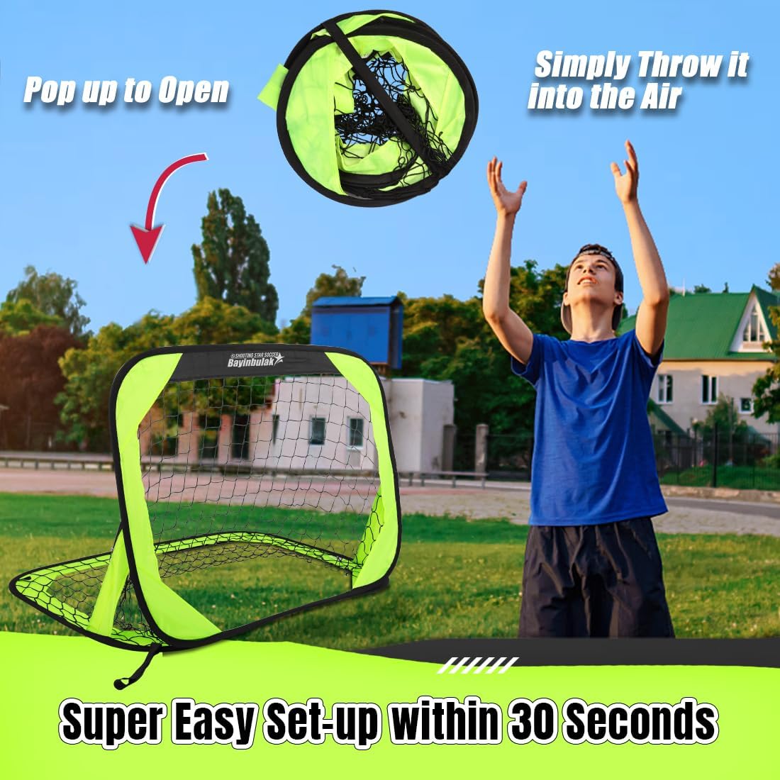 Thumbnail 4 de BAYINBULAK Pop-Up Football Goals – Mini Foldable Garden Net (100cm x 70cm) with Carry Bag