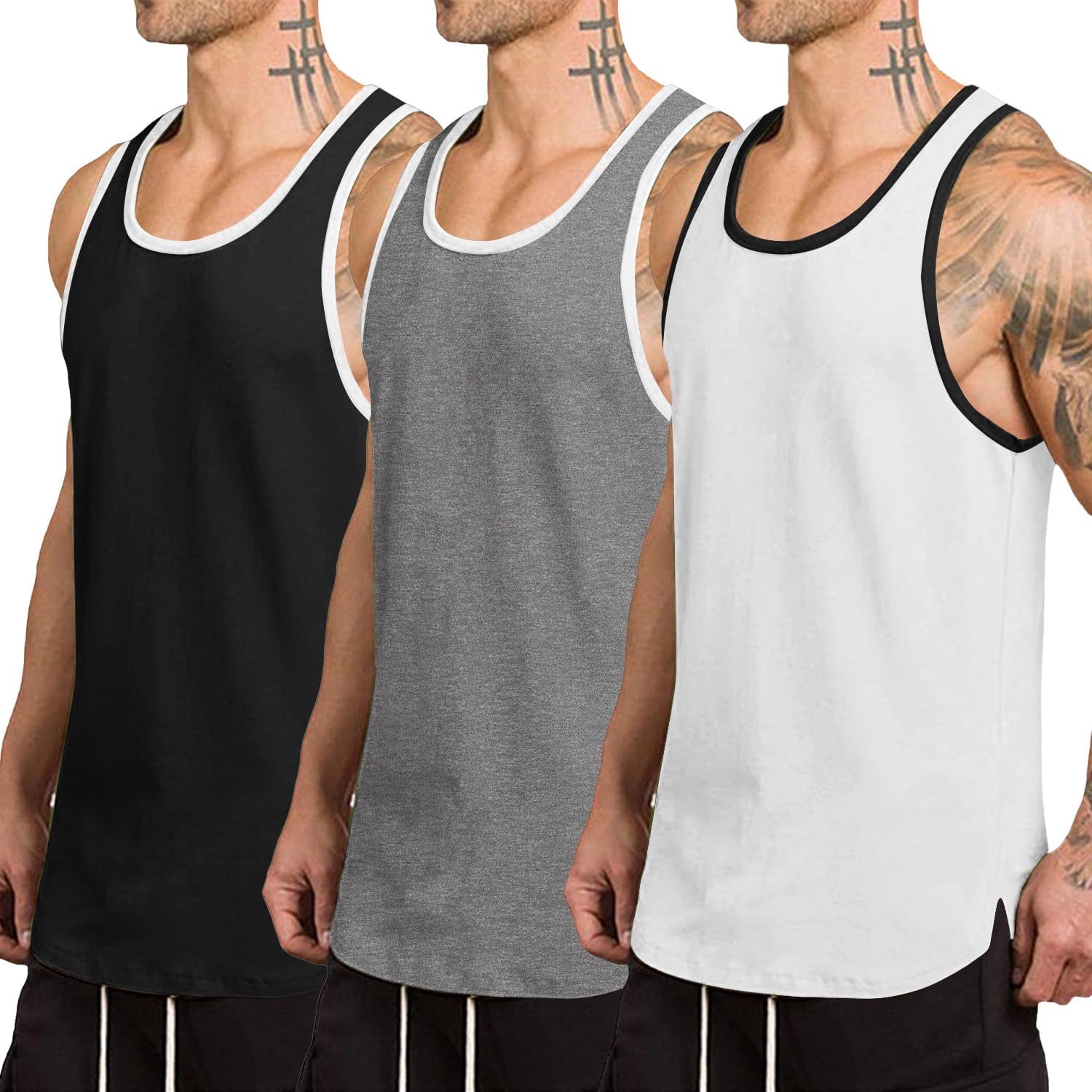 Thumbnail 5 de COOFANDY Men’s 3-Pack Quick Dry Workout Tank Tops (Sleeveless Gym Muscle Tees)