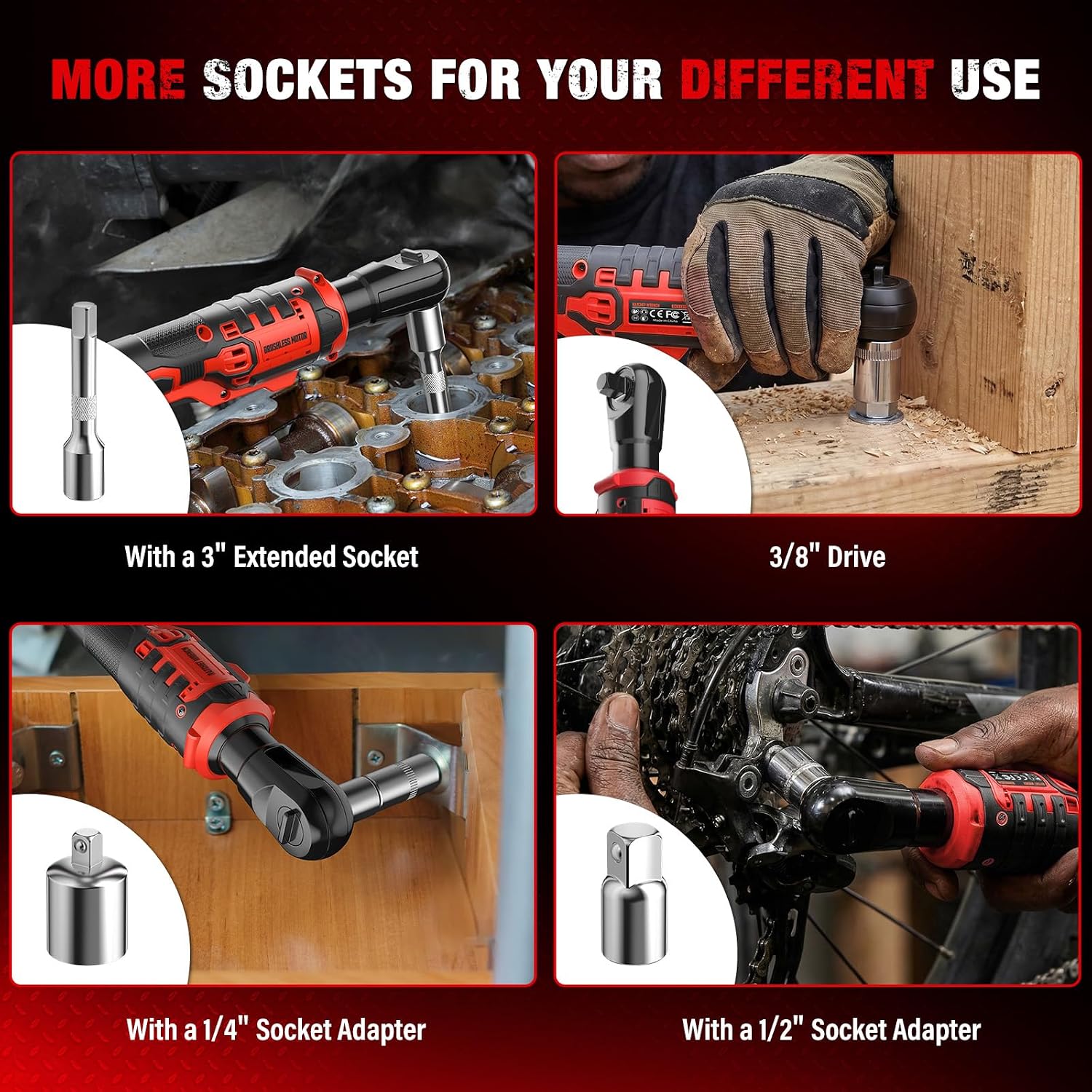 Thumbnail 6 de VERVEWAVE 3/8-Inch Cordless Ratchet Wrench, 88 ft-lbs, Variable Speed