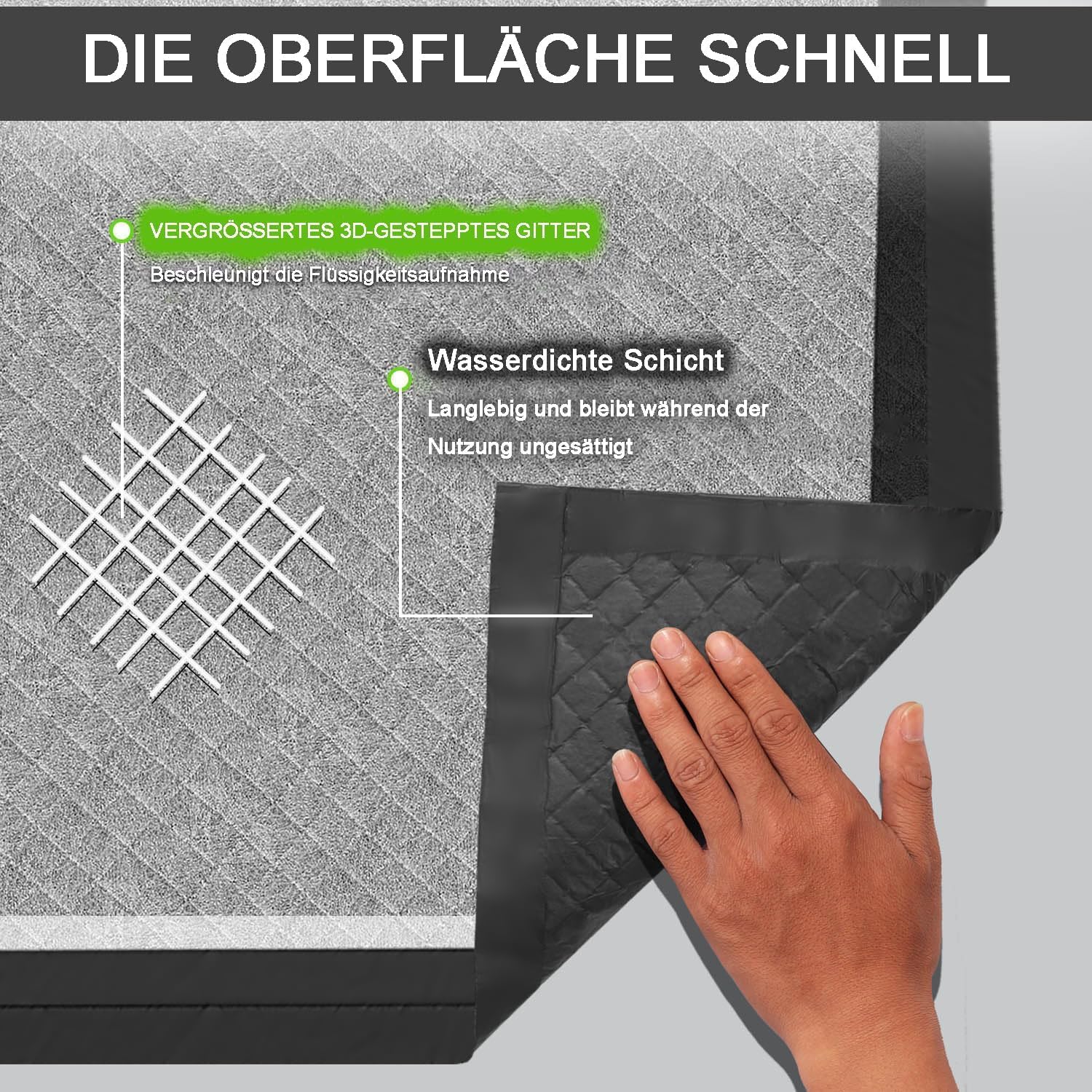 Detalle de Gardner Pet Welpenunterlagen 60x90cm – 30er Pack, 6‑lagig mit Kohlenstoff für Geruchskontrolle