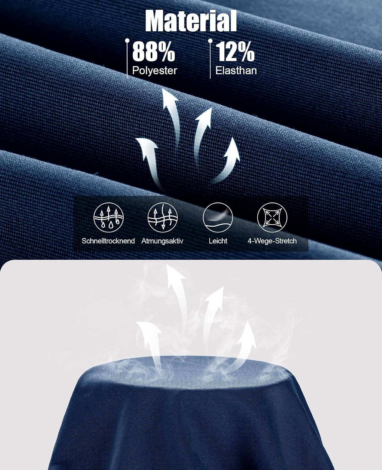 Detalle de Niksa 1/3er Pack Herren Kompressionsshorts – schnelltrocknendes Base Layer mit Handyfach