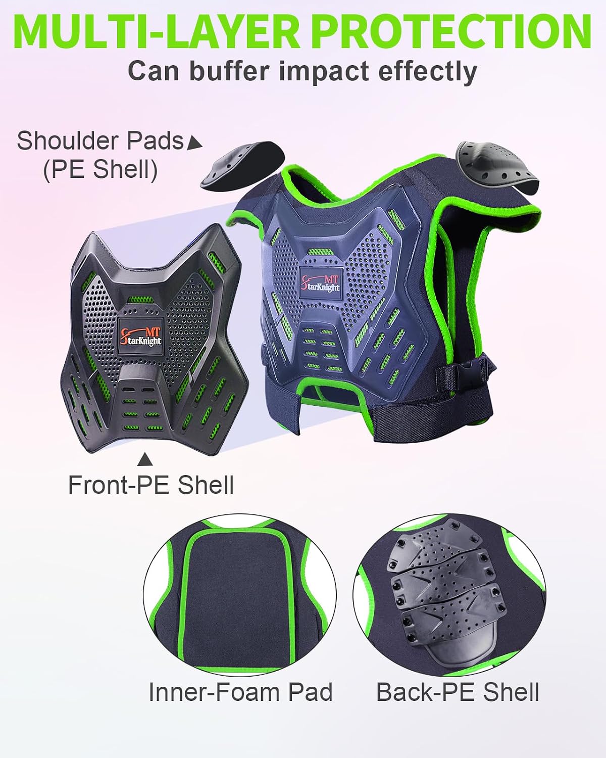 Detalle de StarknightMT AAX043-clothes Kids Motocross Gear with PE Shell and EVA Foam