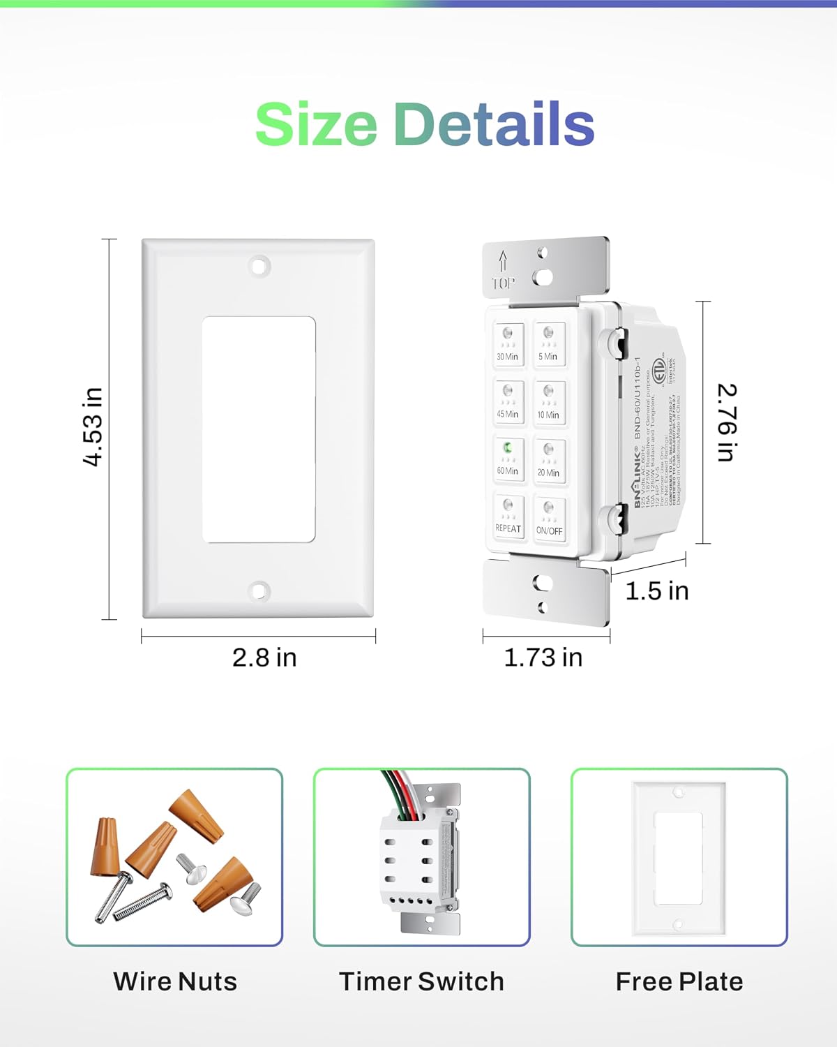 Detalle de BN-LINK Bathroom Fan Timer Switch 15A