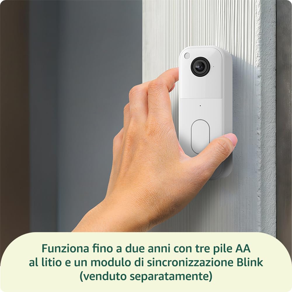 Detalle de Videocitofono supplementare Blink HD a figura intera (bianco) con autonomia di due anni