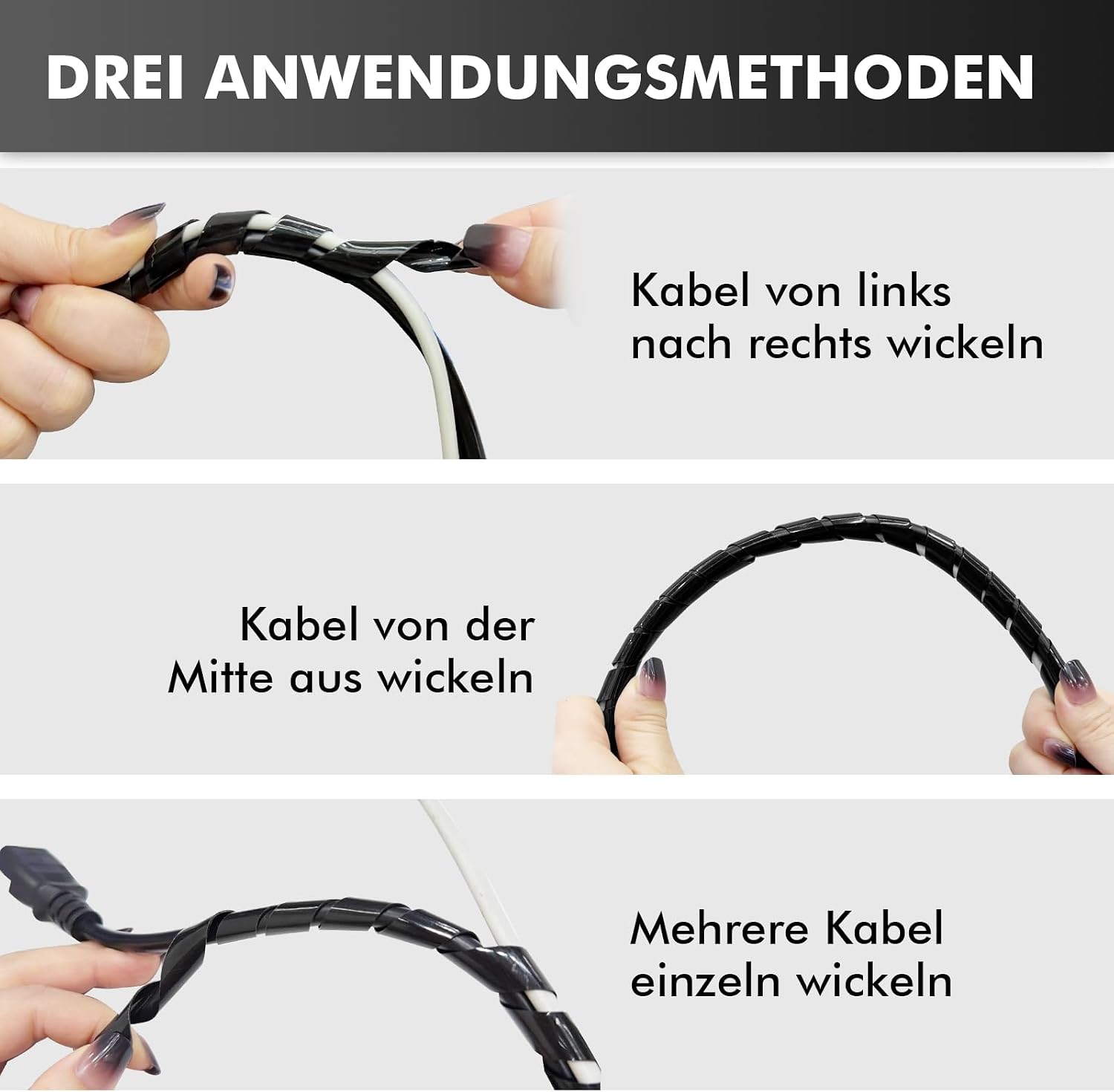 Thumbnail 3 de shinfly 2×6 m Kabelschlauch: Flexible Kabelhülle aus PE für sicheren Kabelschutz (Ø 8 mm & 10 mm) – Schwarz