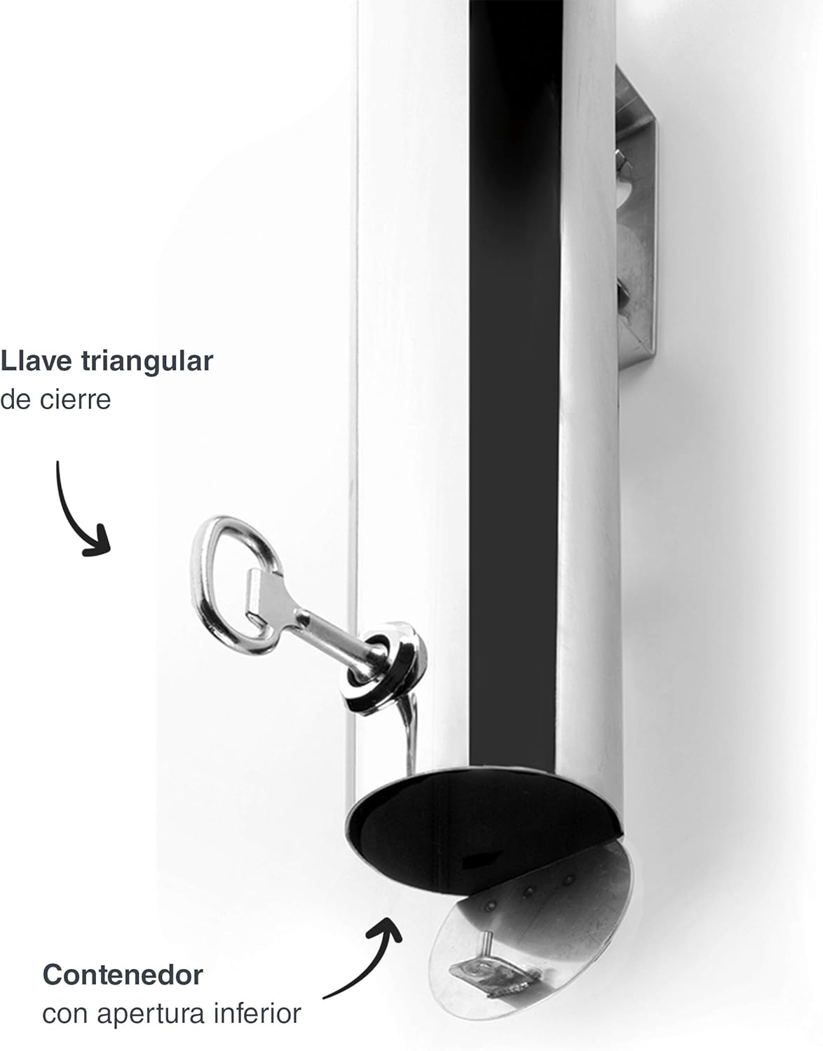 Thumbnail 3 de LACOR 63331 Mural cendrier rond en acier inox 18/10, 8 x 46 cm, argenté