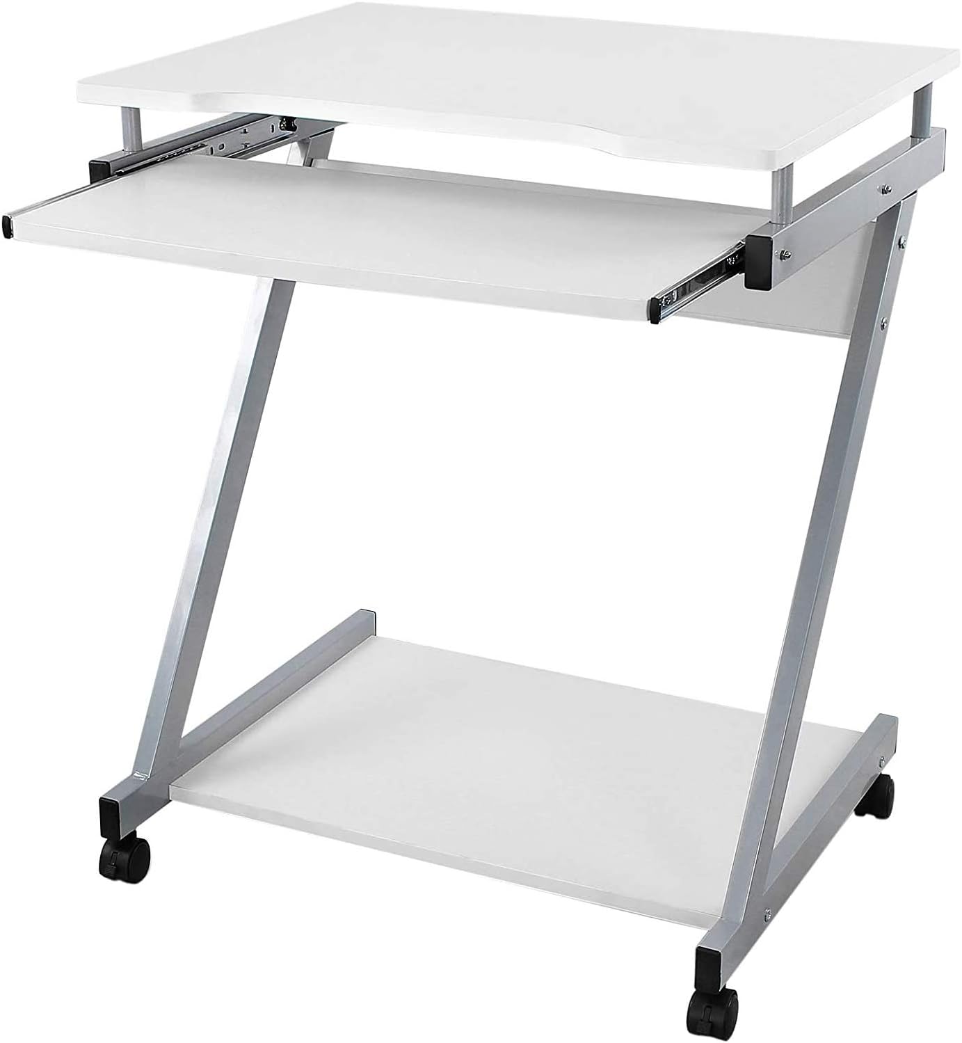 Detalle de VASAGLE Z-Form Schreibtisch LCD811W (weiß) mit 4 Rollen und Tastaturauszug