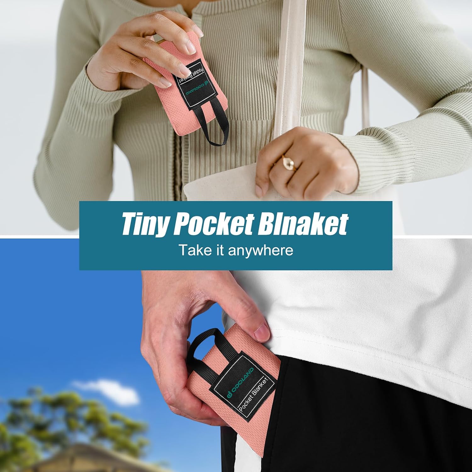 Thumbnail 5 de Odoland Outdoor Pocket Travel Blanket: Waterproof, Sand-Proof Beach Mat for Solo Adventures