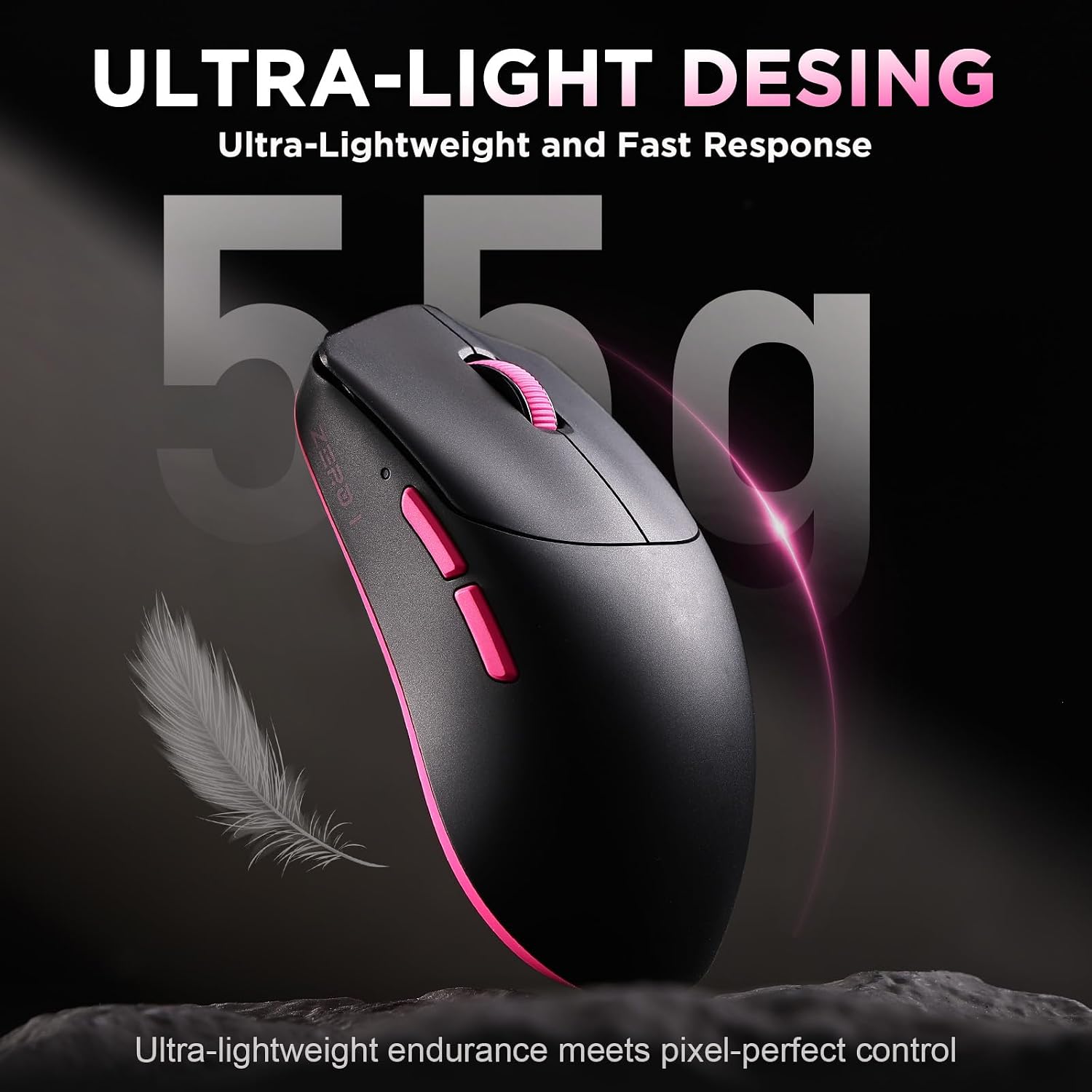 Detalle 1 de MIKIBY Zero1 Pro Wireless Gaming Mouse, 55g, Tri-Mode, 6 Buttons