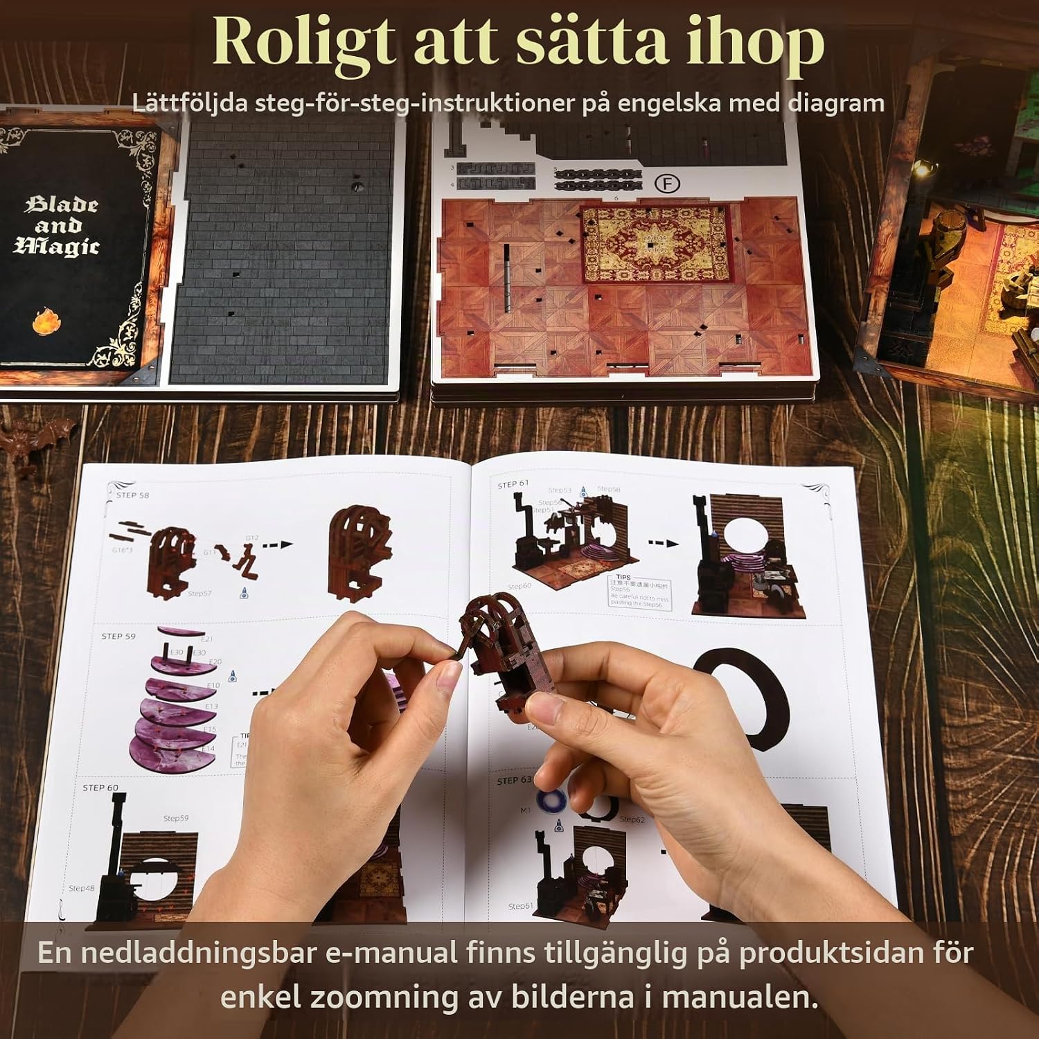 Thumbnail 6 de MiniCity Book Nook Kit – byggsats i trä, 1:12, Sword and Magic