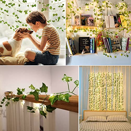 Detalle 2 de Guirlande lumineuse Ivy A.bigwhale 2 m avec 20 LED et feuilles artificielles – décor intérieur et fête