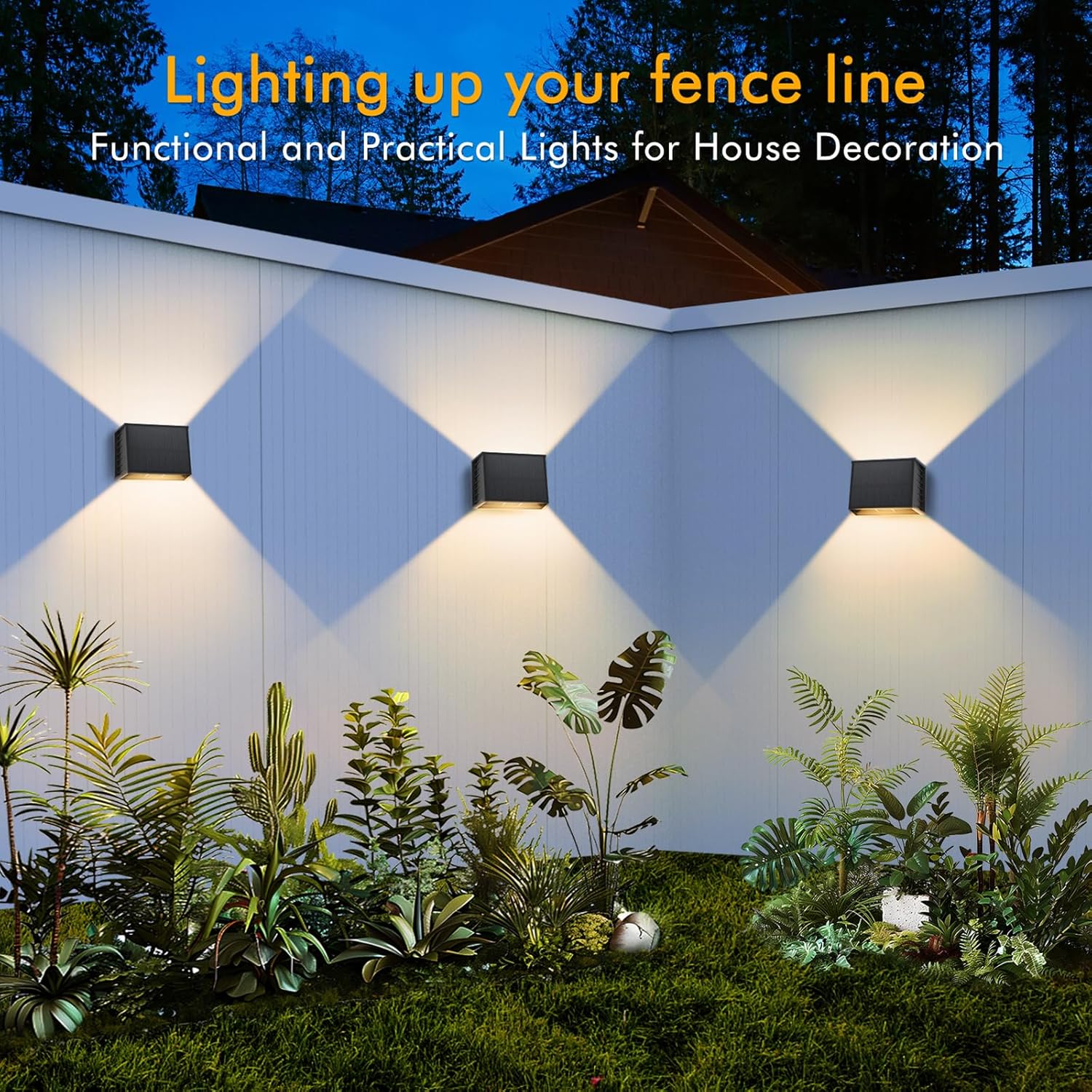 Detalle 2 de T-SUN 2 Pezzi Applique Solare da Esterno Nero – Luce Calda 3000K, IP65, Up/Down