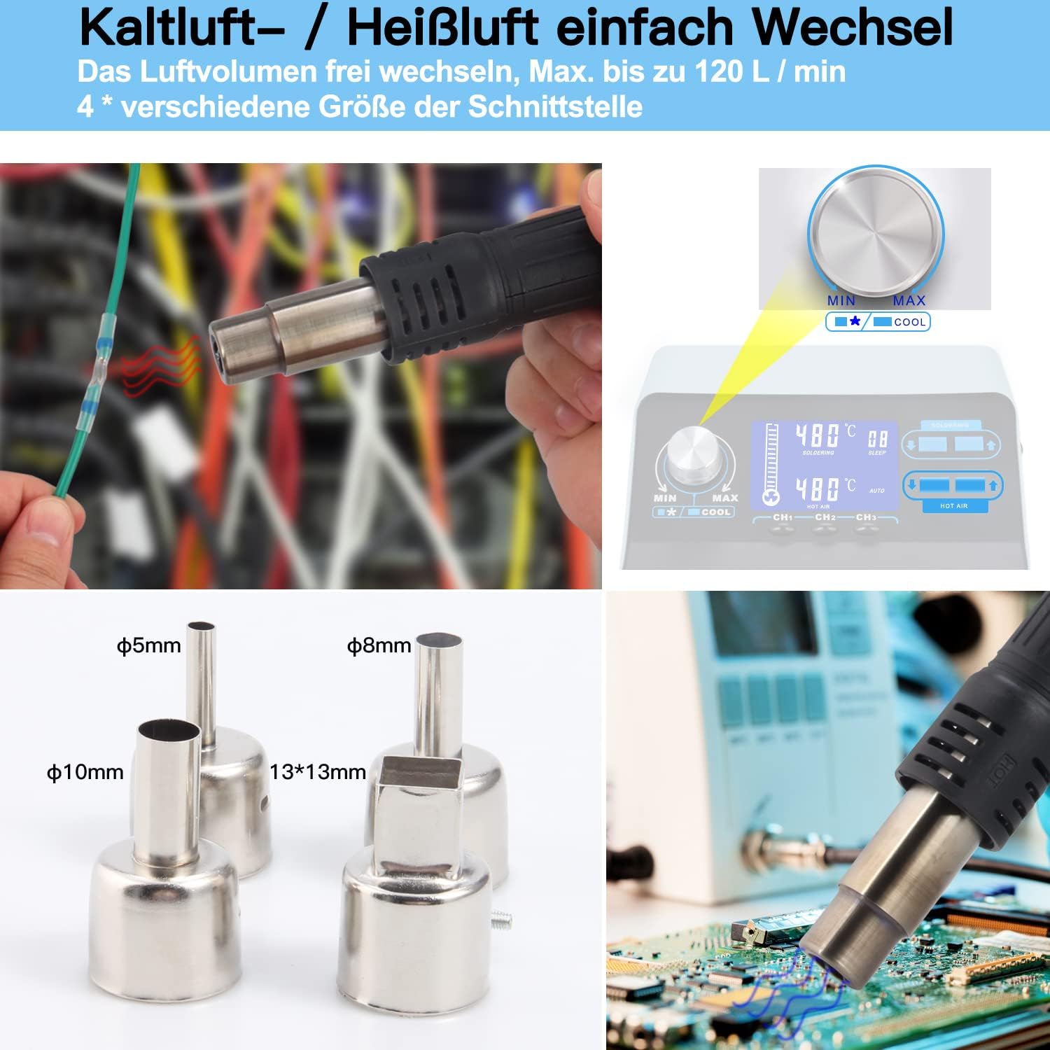 Thumbnail 4 de Preciva 992D+ Heißluftlötstation 750W