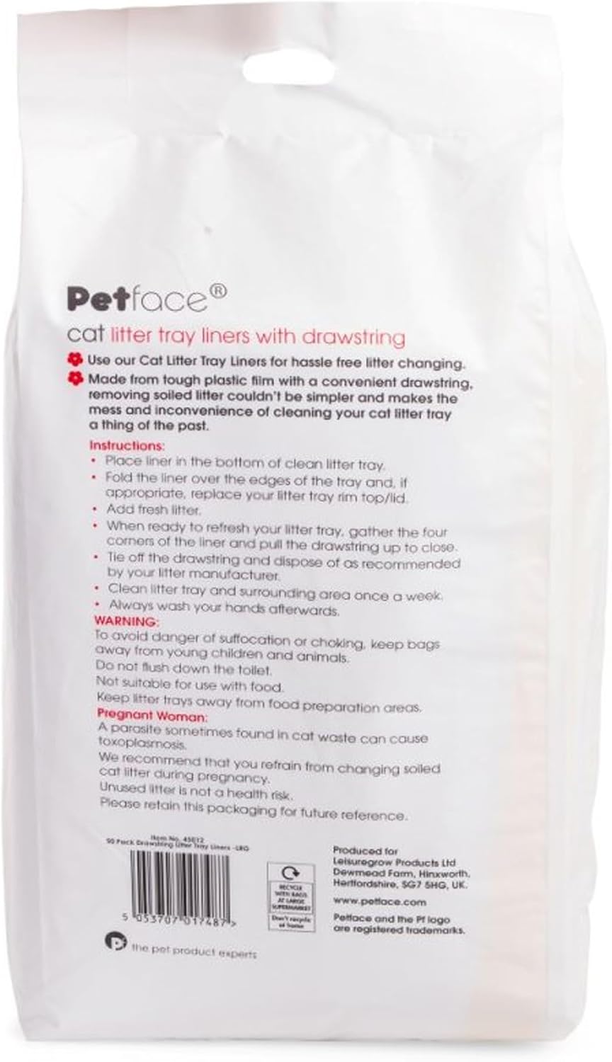 Detalle de Petface Cat Litter Tray Drawstring Liners — 50 Large Liners (Fits Most Trays Up To 87 x 45 cm)
