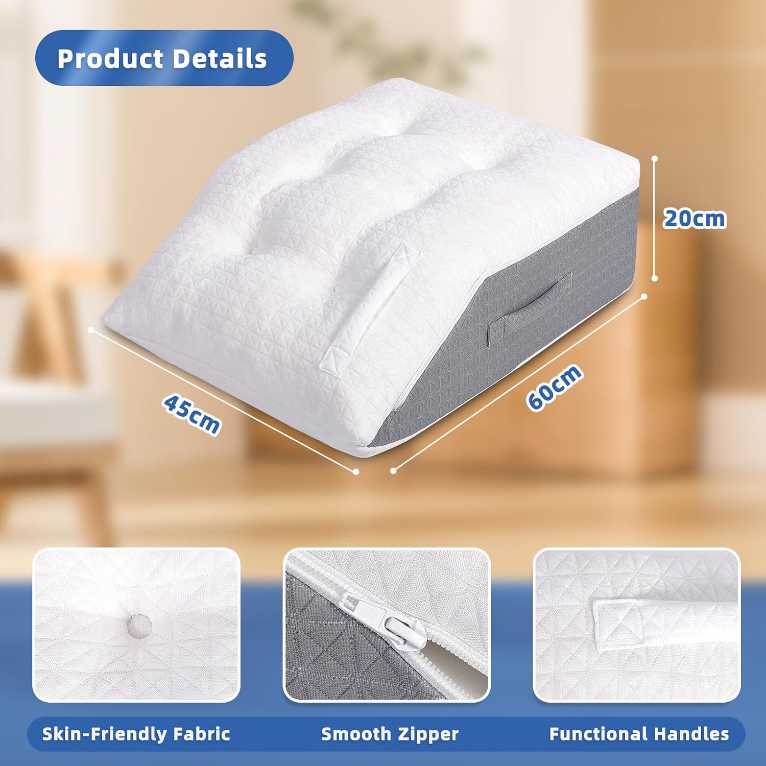 Detalle de baibu Leg Elevation Pillow with dual-layer memory foam and removable washable cover