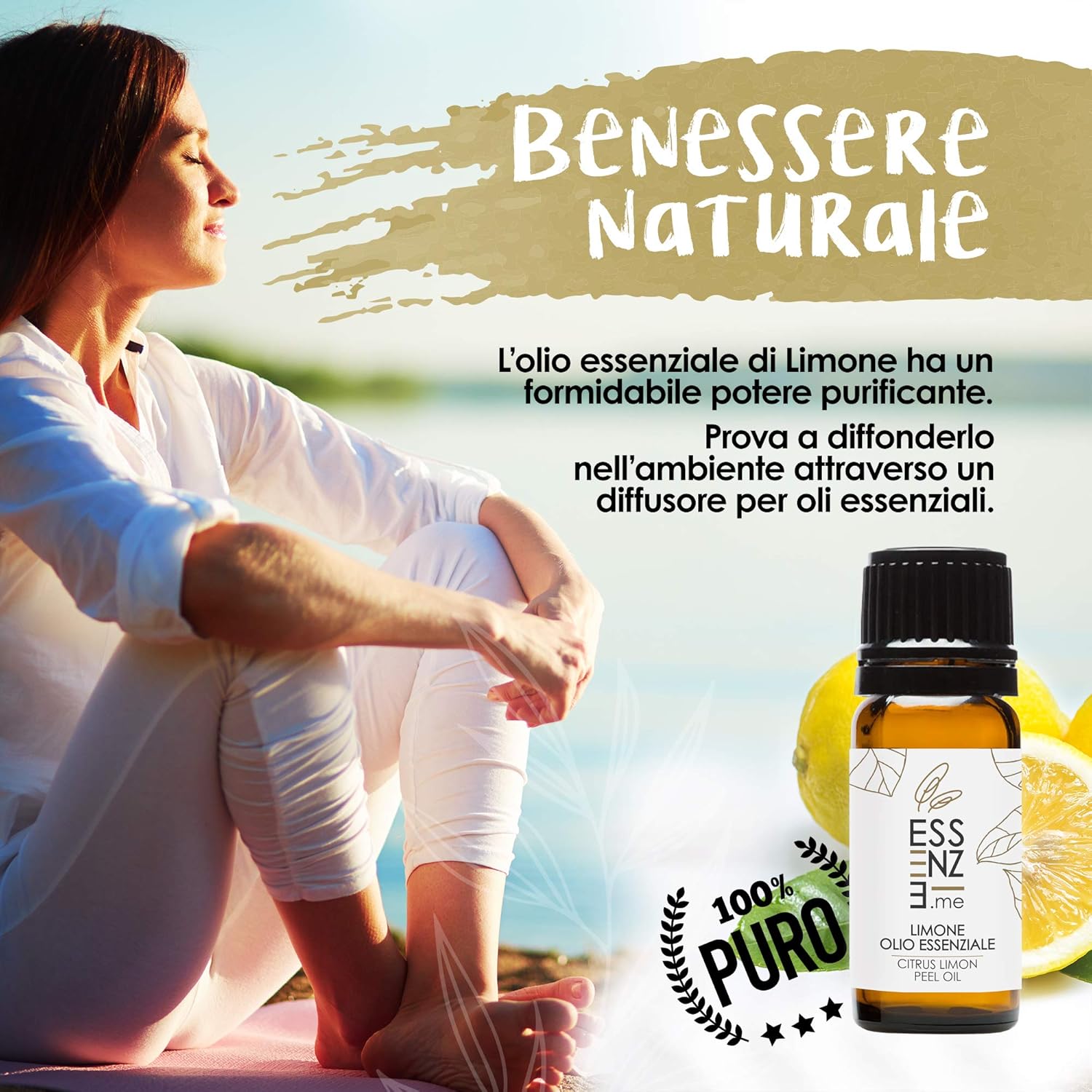 Detalle 2 de ESSENZE OLIO ESSENZIALE DI LIMONE 100% Naturale, 10ml – Diffusore e Cura della pelle
