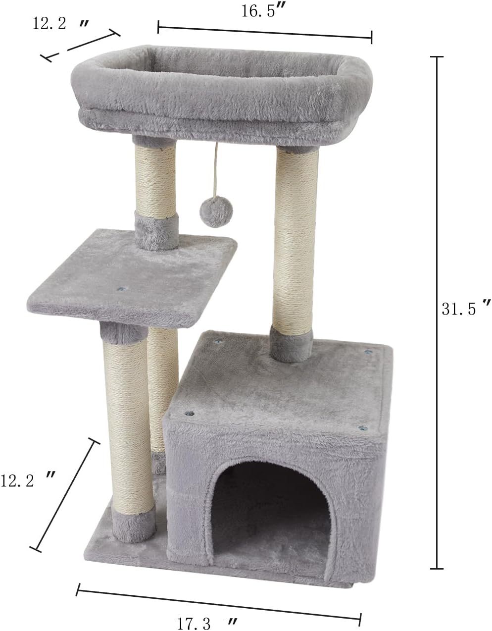 Thumbnail 6 de FISH&NAP Cute Cat Tree Kitten Tower with Sisal Scratching Posts and Jump Platform (Indoor Cat Condo, Grey)