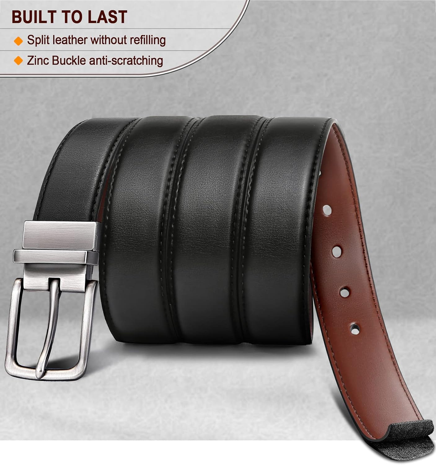 Thumbnail 3 de BULLIANT Men’s Reversible Leather Belt (1.25in) in Black & Brown