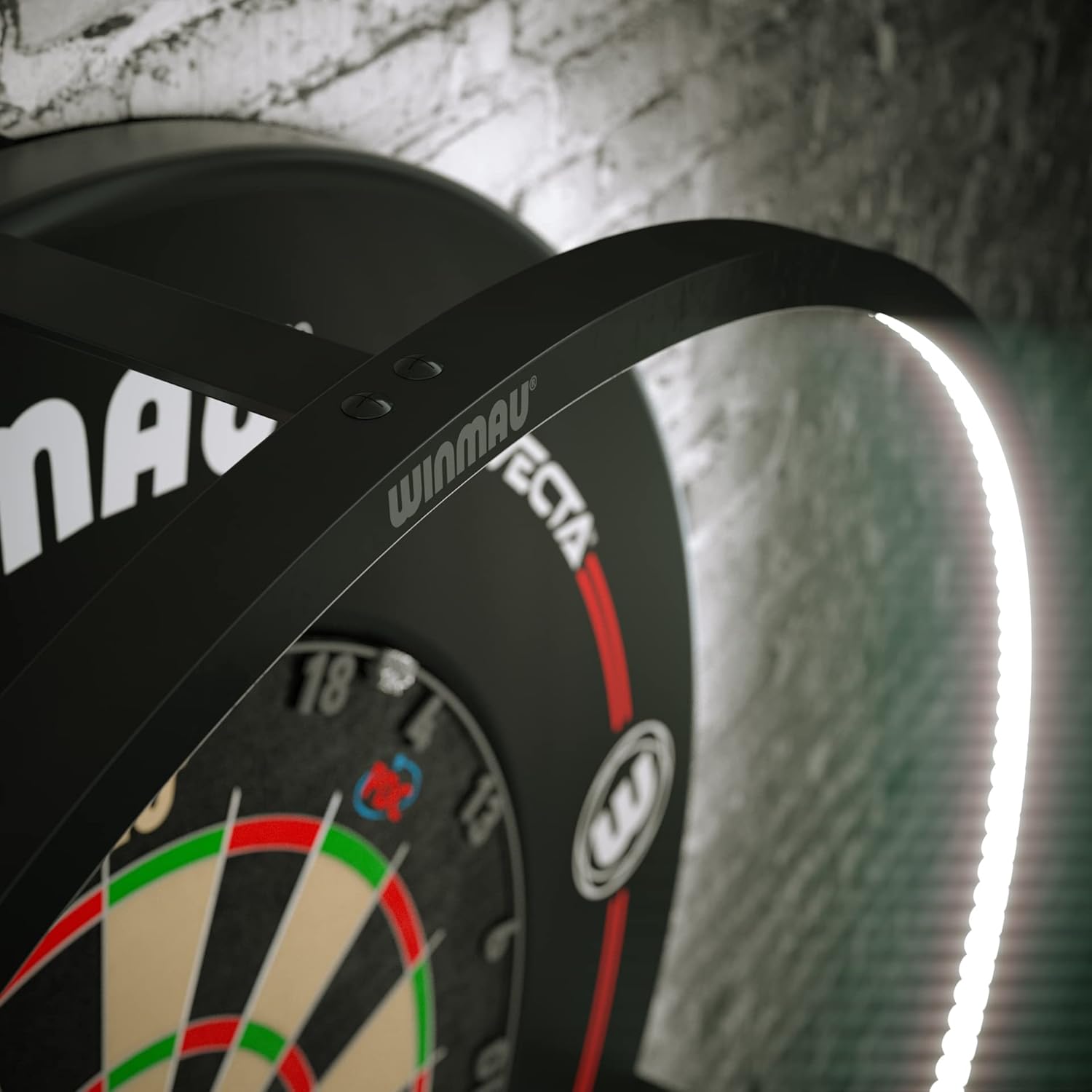Detalle de WINMAU Plasma Dartboard Light (Black or Ice): 360° Shadow-Free LED Ring for Dartboards