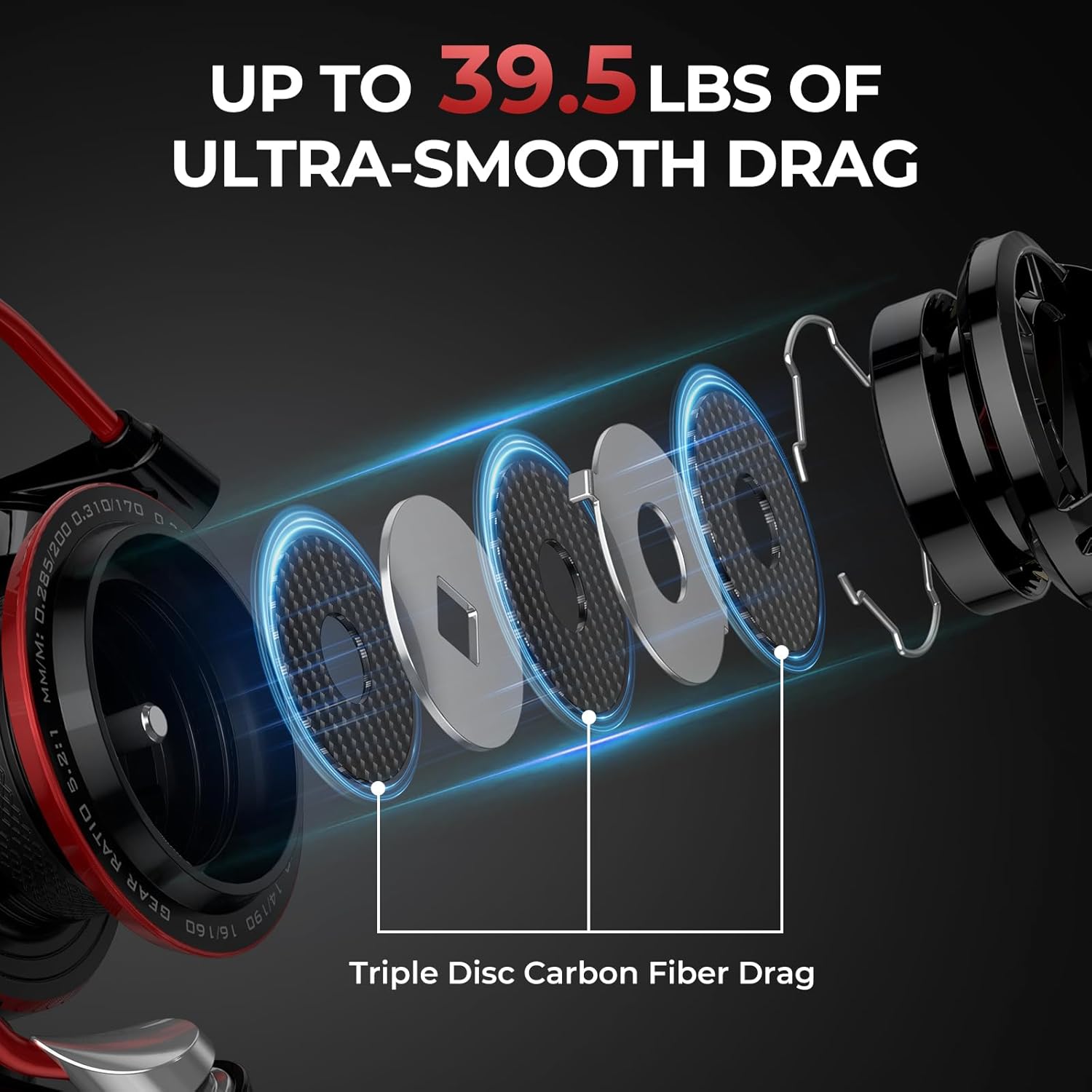 Thumbnail 3 de KastKing Sharky Spinning Reel – 5.2:1 & 6.2:1 Gear Ratios, Carbon Fiber Drag, 10+1 Bearings