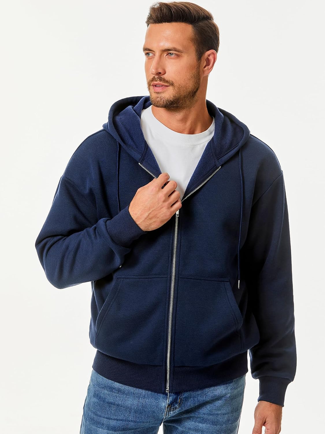 Thumbnail 2 de JMIERR Herren Hoodie aus 70% Polyester & 30% Baumwolle mit Reißverschluss und Taschen