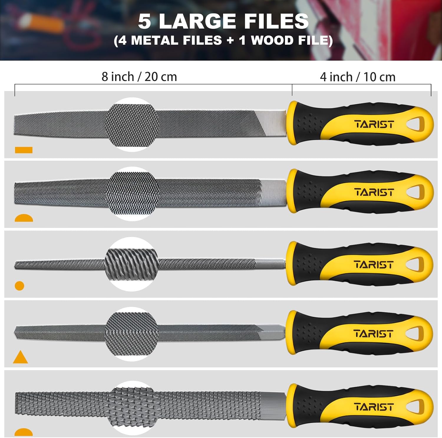 Detalle de TARIST HT98619 19-Piece File Set with Tool Bag, Needle Files & Wire Brush