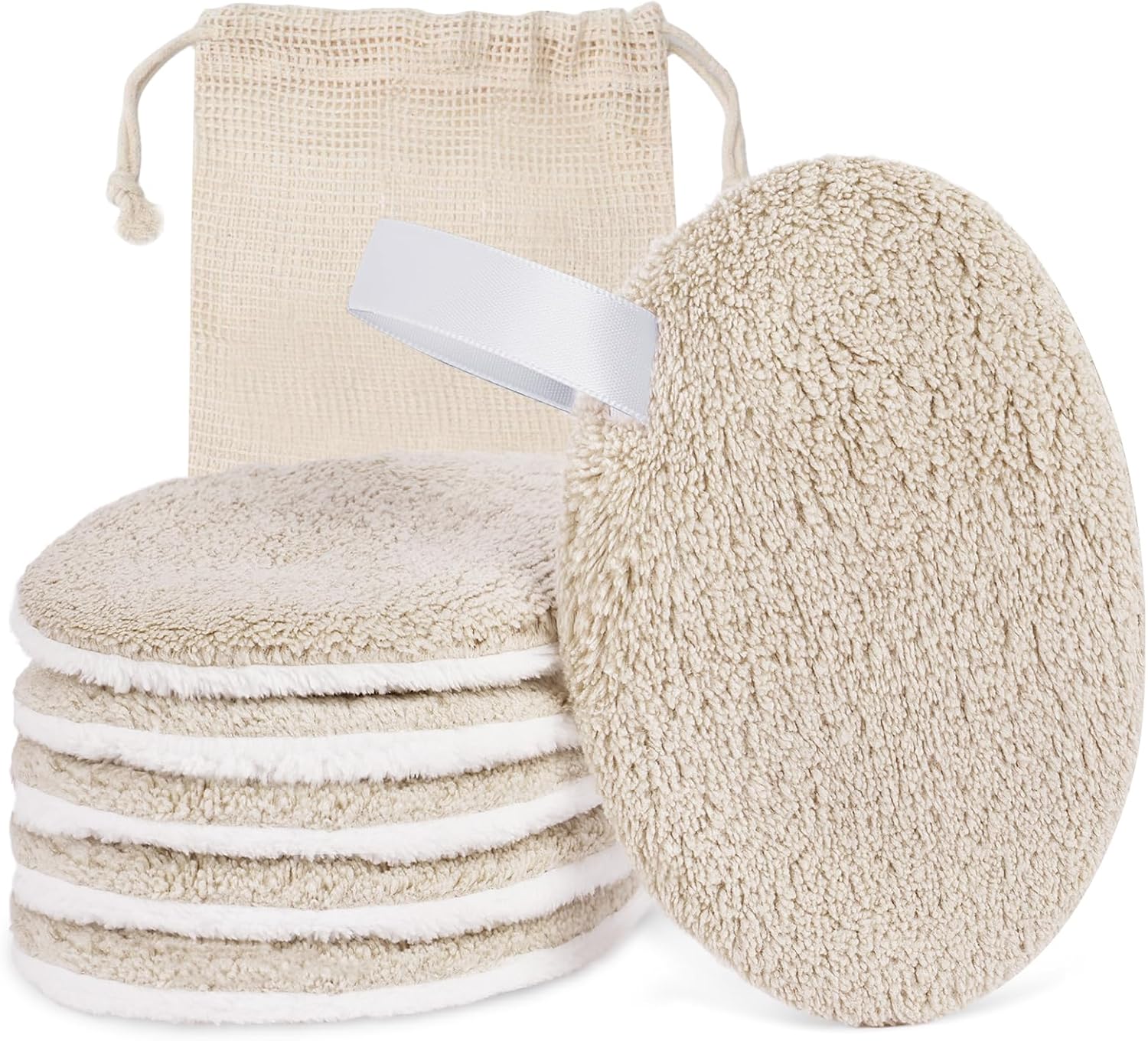 LOPHE 6 dischetti struccanti lavabili a doppia faccia in microfibra (beige) – riutilizzabili