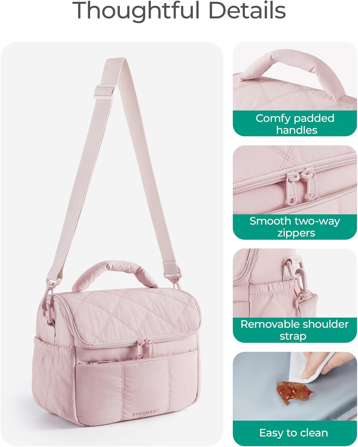 Thumbnail 5 de BAGSMART Insulated Lunch Bag for Women – Cute Quilted, Lightweight Waterpoof Lunch Tote