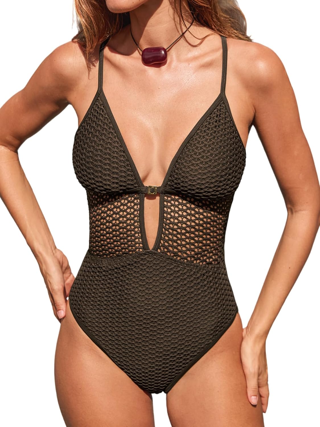 Detalle de CUPSHE Maillot de bain texturé plongeant