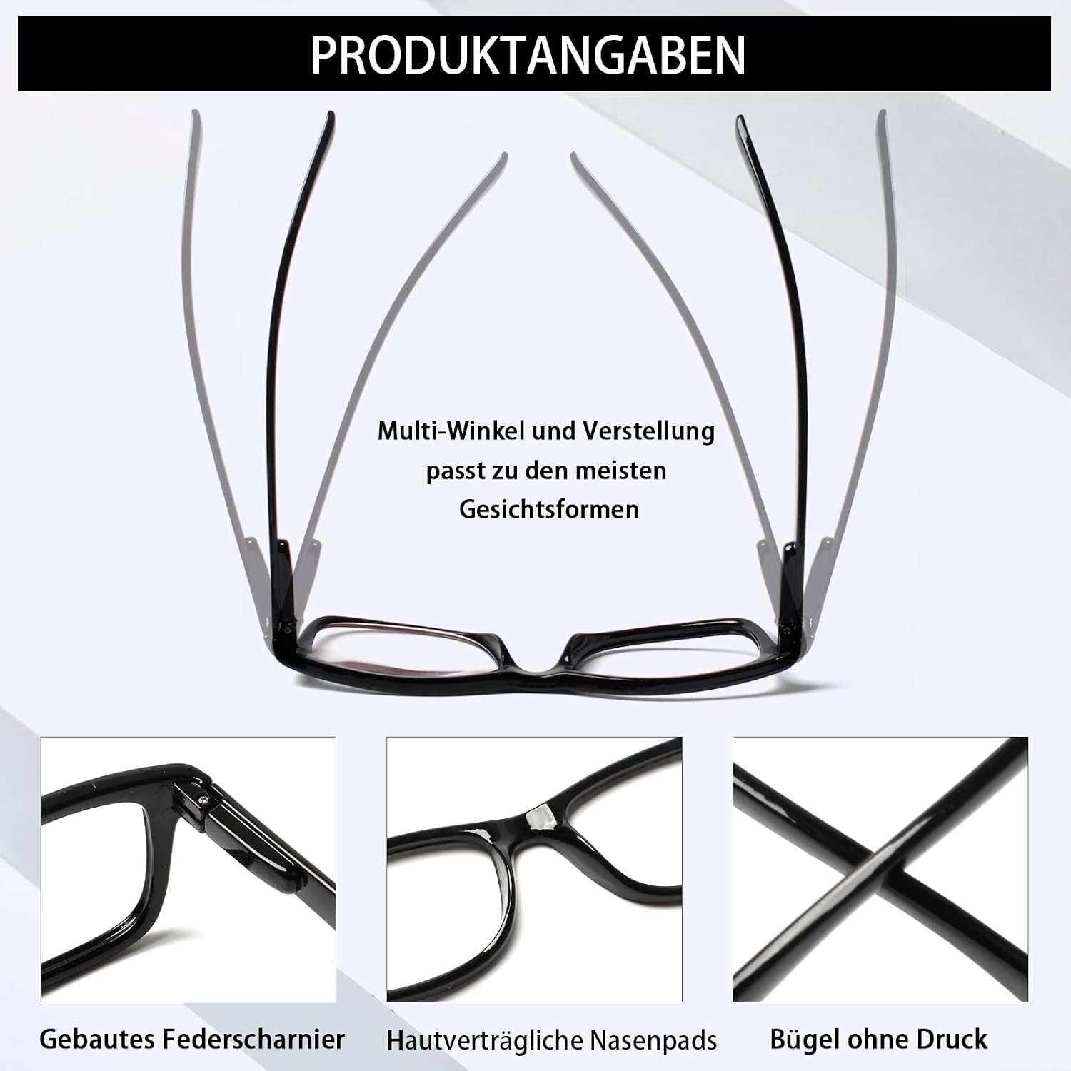 Detalle de COJWIS 5er-Set Lesebrille mit Blaulichtfilter – Federscharniere, UV400-Schutz, Kunststofffassung
