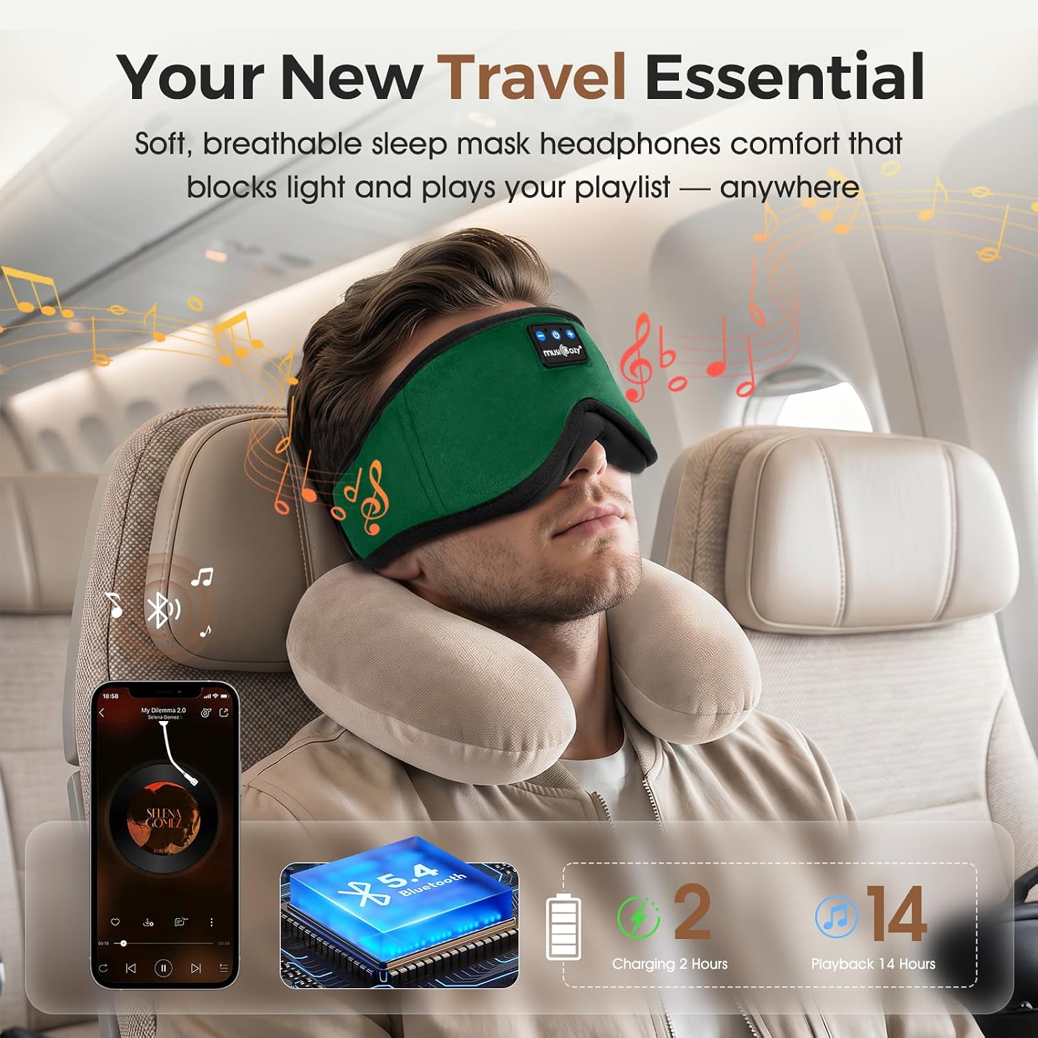 Thumbnail 4 de MUSICOZY Sleep mask Headphones 14H playtime