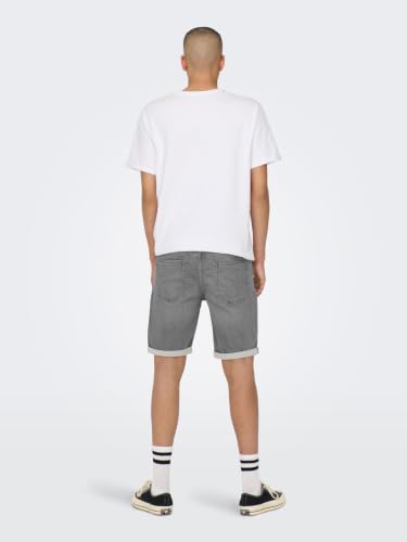 Detalle 2 de Only & Sons Pantalones Cortos de Mezclilla para Hombre, Grey Denim, Talla S