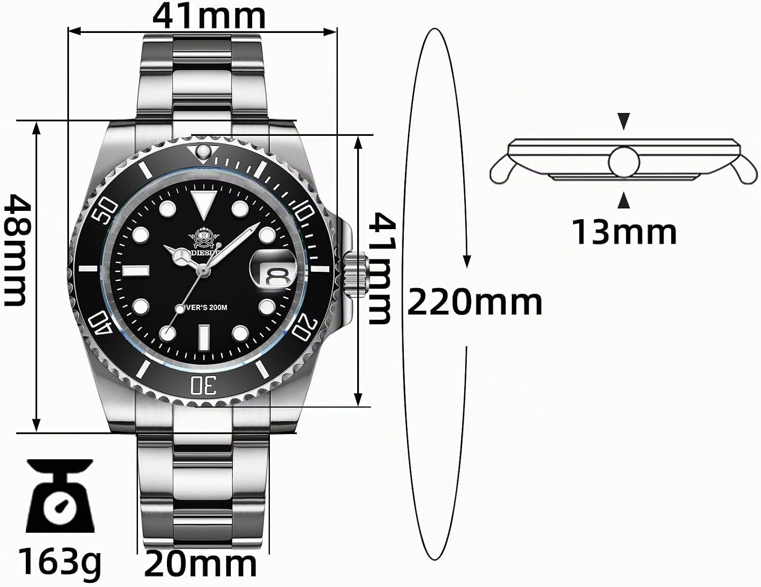 Detalle de ADDIESDIVE Quarzo Orologio Uomo Diver's 200 M: luminosità, robustezza e stile subacqueo