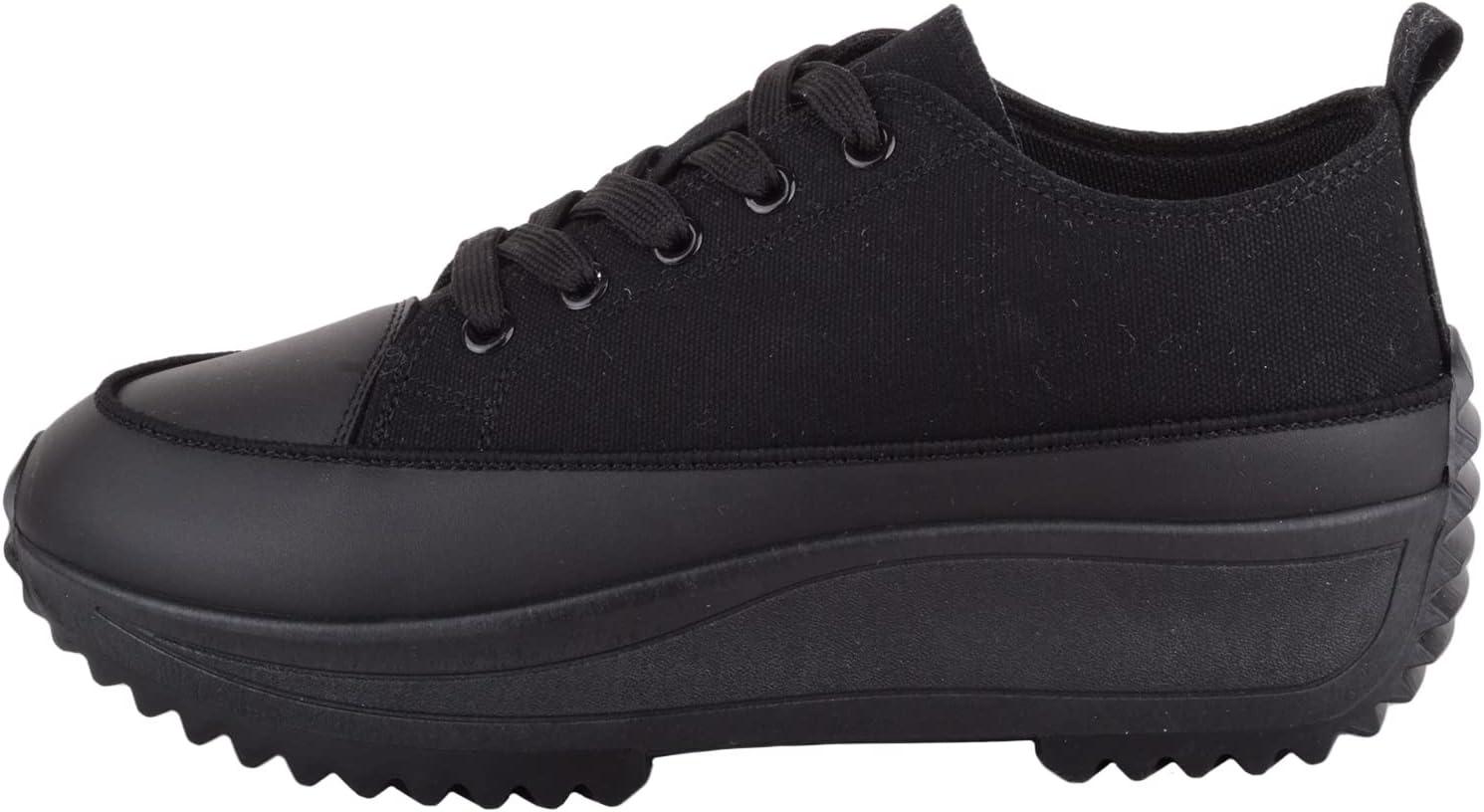 Detalle de Womens Easy Lace Up Low Top Canvas Chunky Sole Trainers