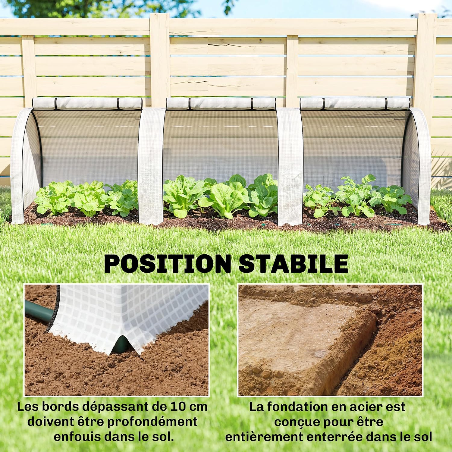 Detalle de Outsunny 845-234V05WT mini-broeikas 3 x 1 x 0,8 m met oprolbare deuren