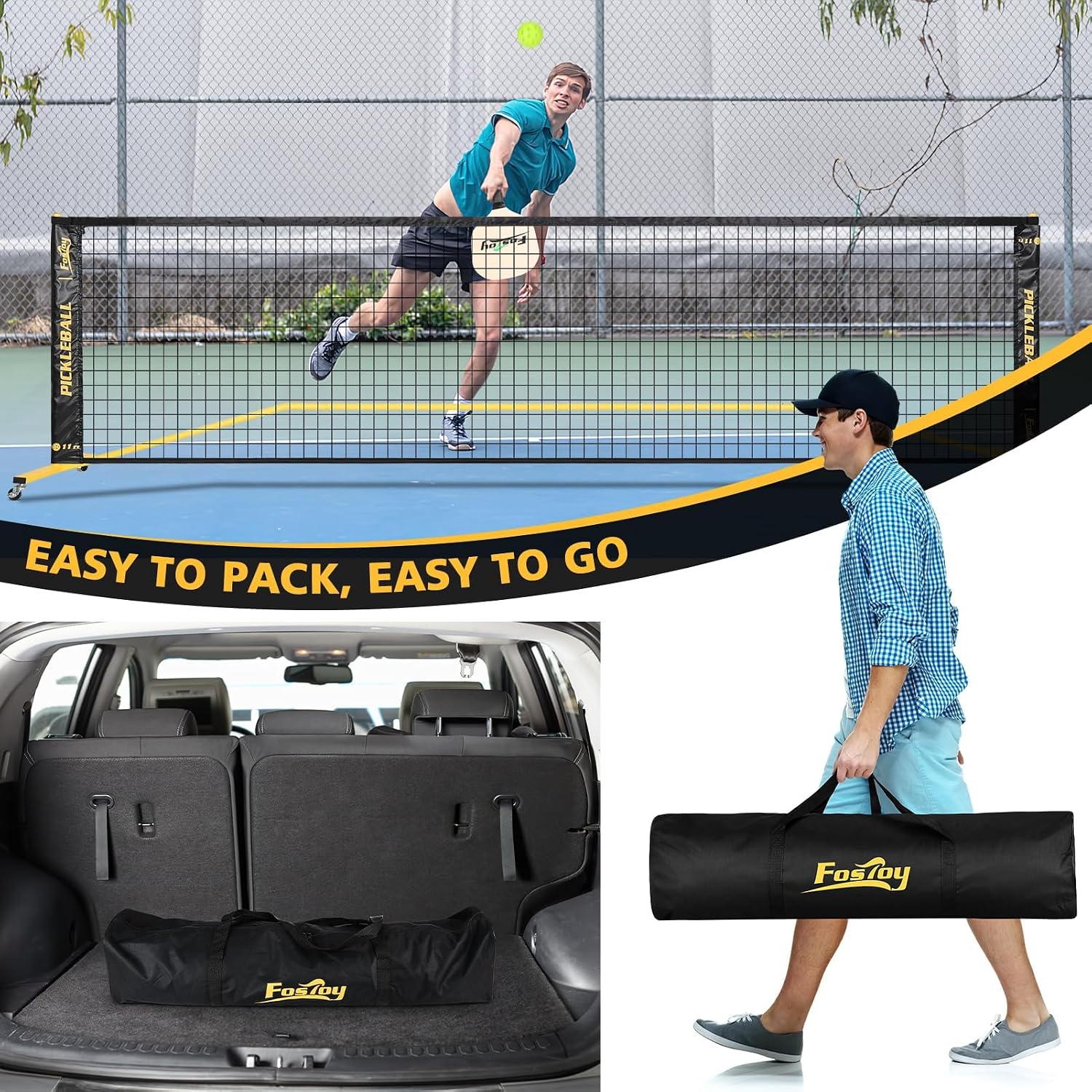 Detalle de Portable Pickleball Net Set with Wheels 22 ft