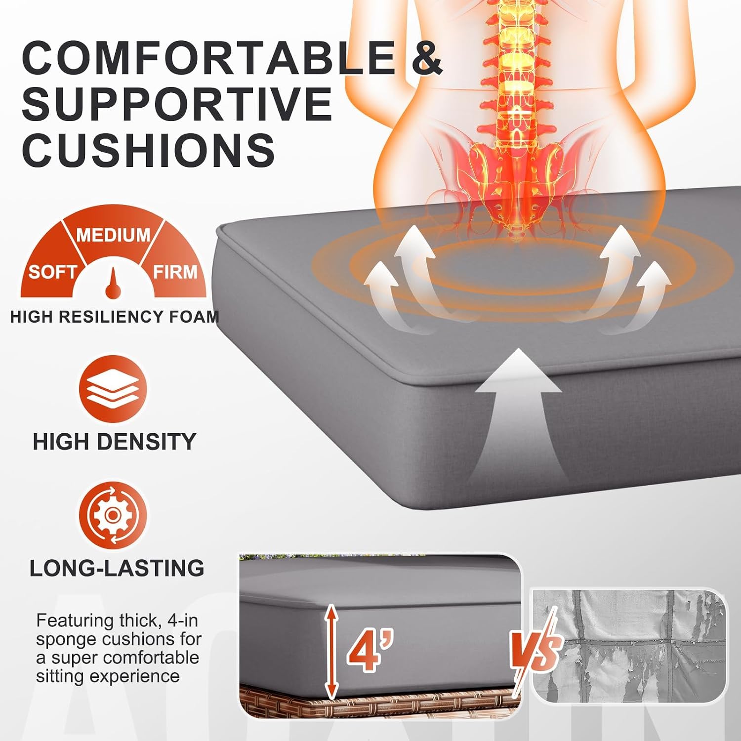 Detalle 2 de Aoxun Patio Cushion Set 14-Piece