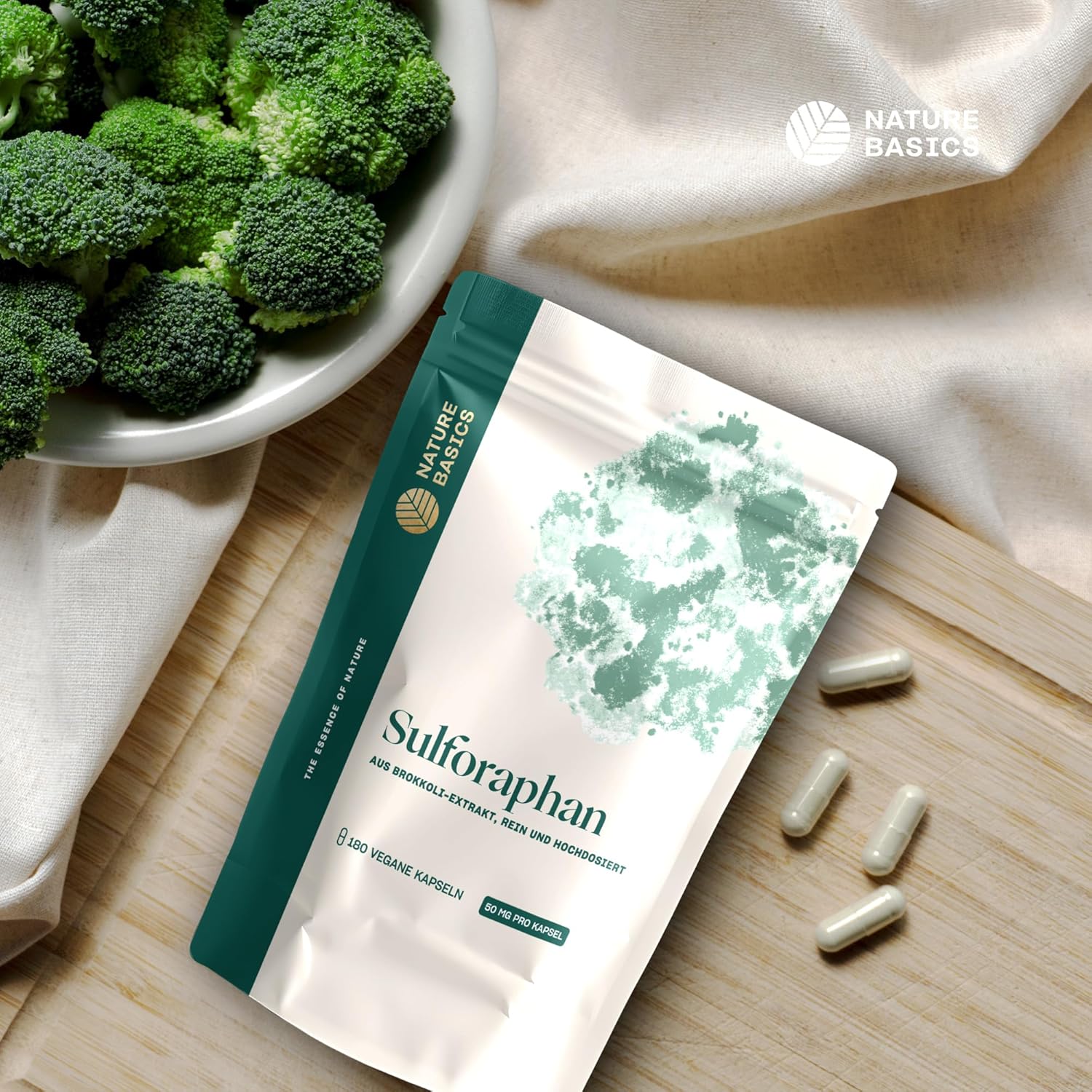 Thumbnail 2 de Sulforaphan Kapseln hochdosiert von Nature Basics – 180 Kapseln, 50 mg Sulforaphan pro Kapsel