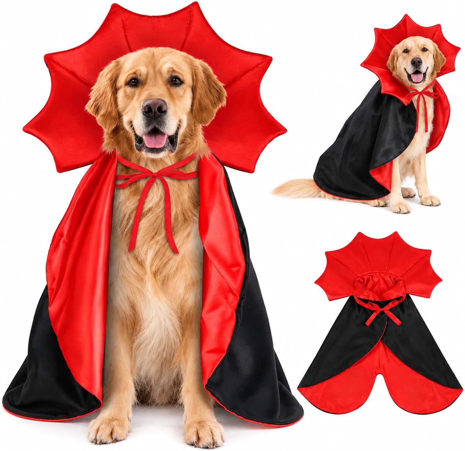 Detalle de Vellibring VB-US-HA194M1P1 Dog Vampire Cape, Adjustable Red-and-Black Costume