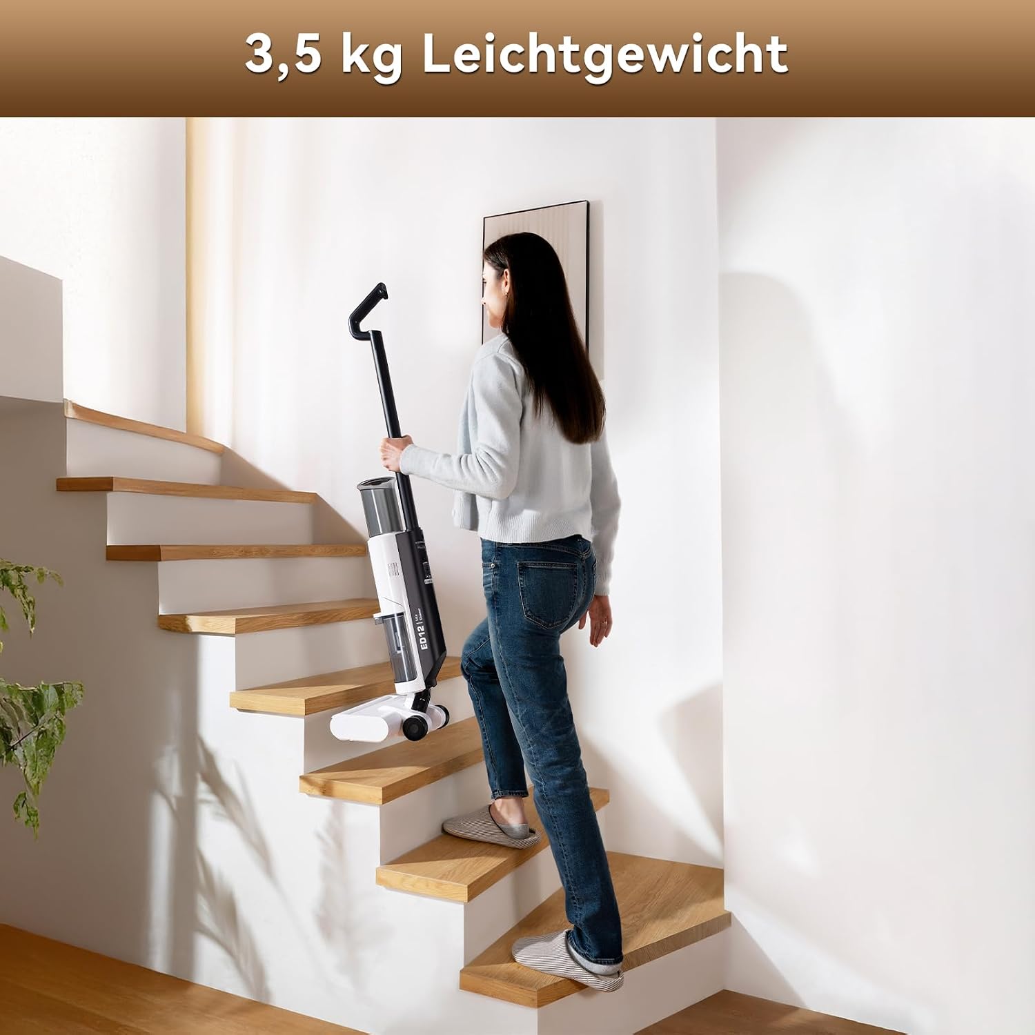 Detalle de JONR ED12 Lite Nass-Trockensauger & Wischsauger 3-in-1 kabellos mit Akku, Selbstreinigung und Anti-Verwicklungs-Design