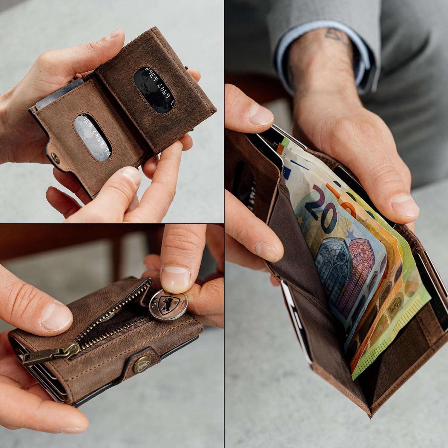 Thumbnail 6 de Berliner Bags Hamburg Portefeuille Slim en Cuir - Protection RFID, Marron