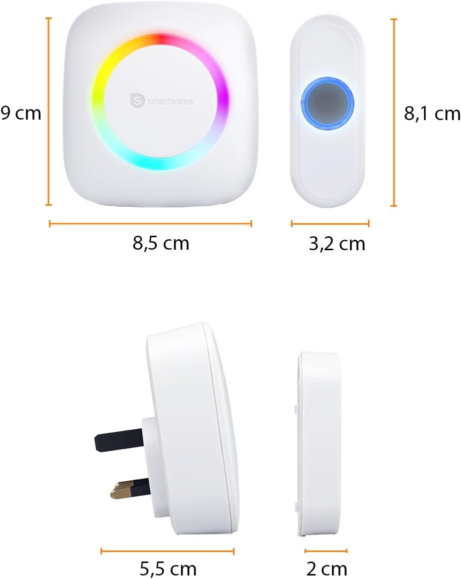Detalle de Smartwares Wireless Doorbell Set - Plug-in Chime & Push Button (PD-4923)