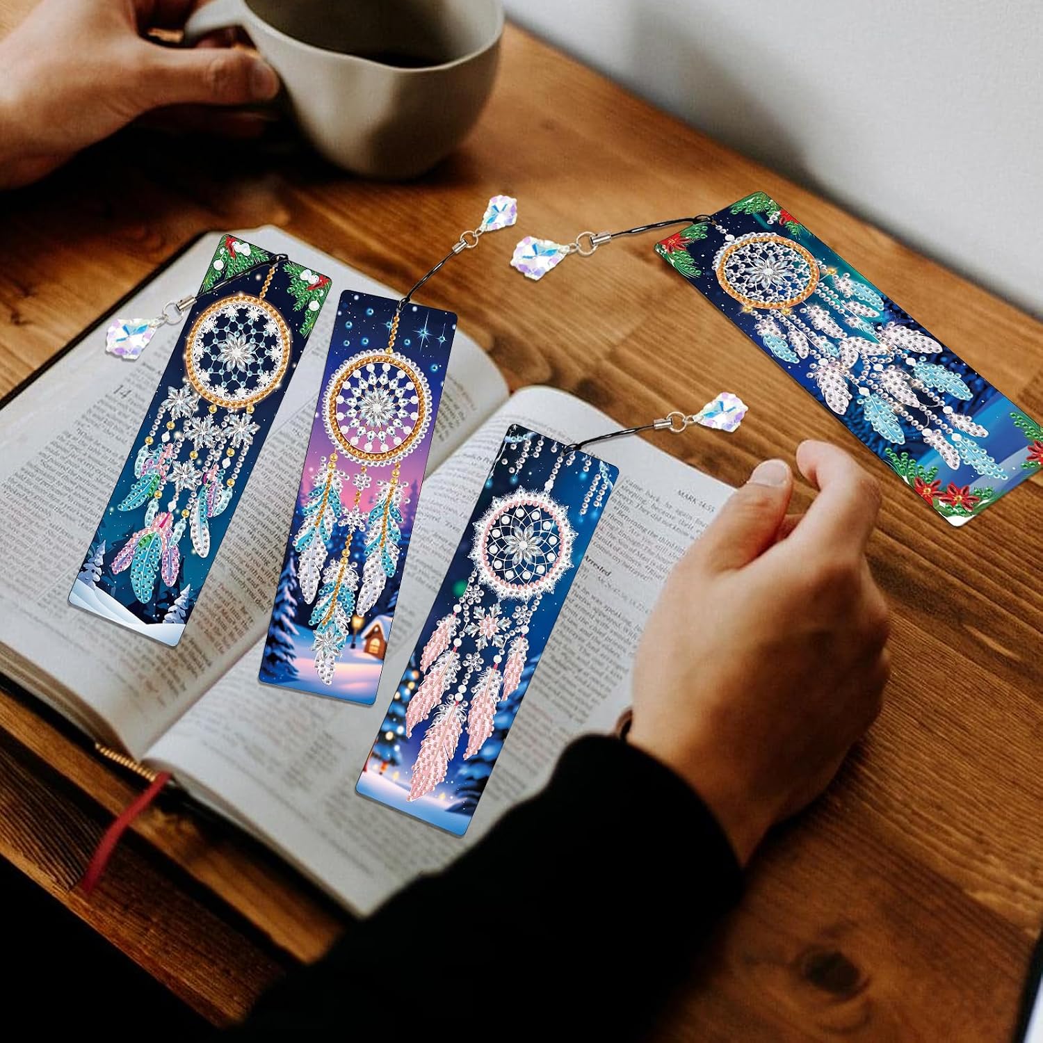 Detalle 2 de 5D Diamond Painting Bookmarks, 4-Piece Set