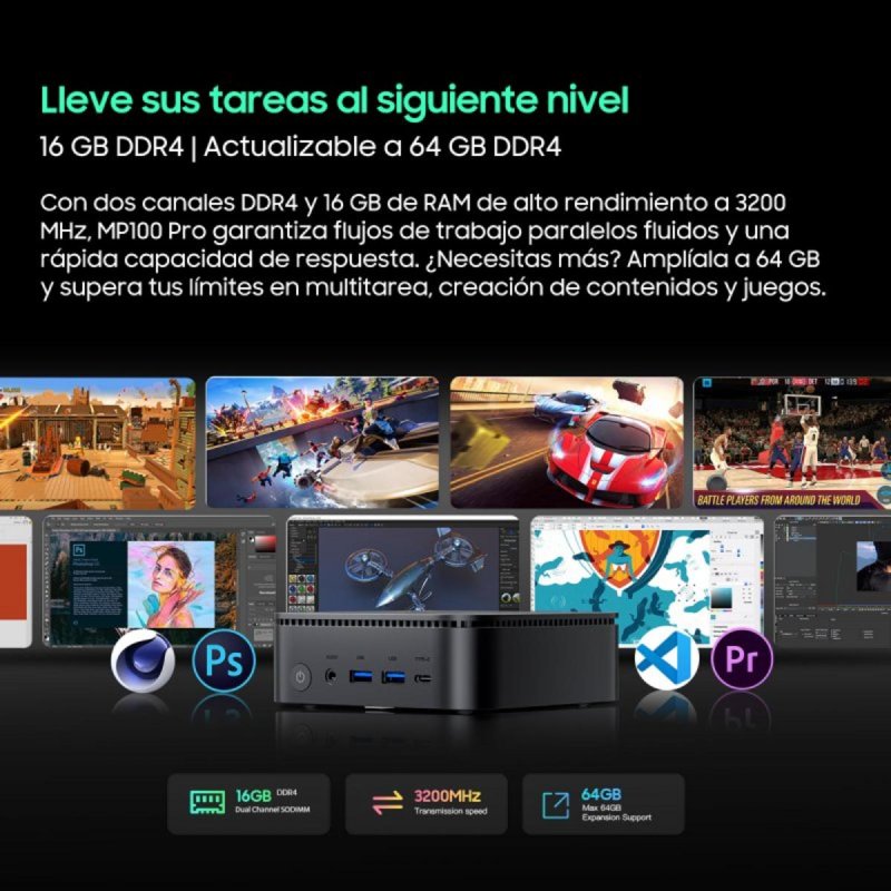 Detalle de Blackview MP100 Pro con Intel Core i5-12450H, 16 GB RAM y 512 GB SSD | compacta potencia para profesionales