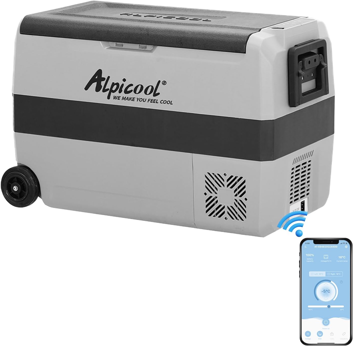 Alpicool T50 50L Compressor Car Refrigerator — Portable 12V Freezer for RVs, Campers and Boats