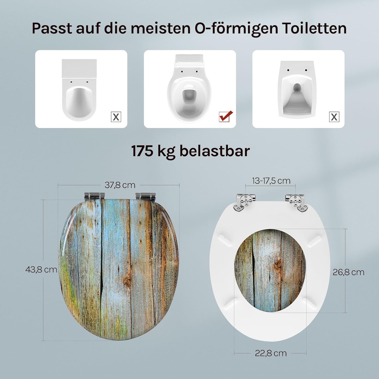 Detalle 2 de WOLTU Premium WC-Sitz mit Absenkautomatik – MDF Holzkern, Softclose, Oval