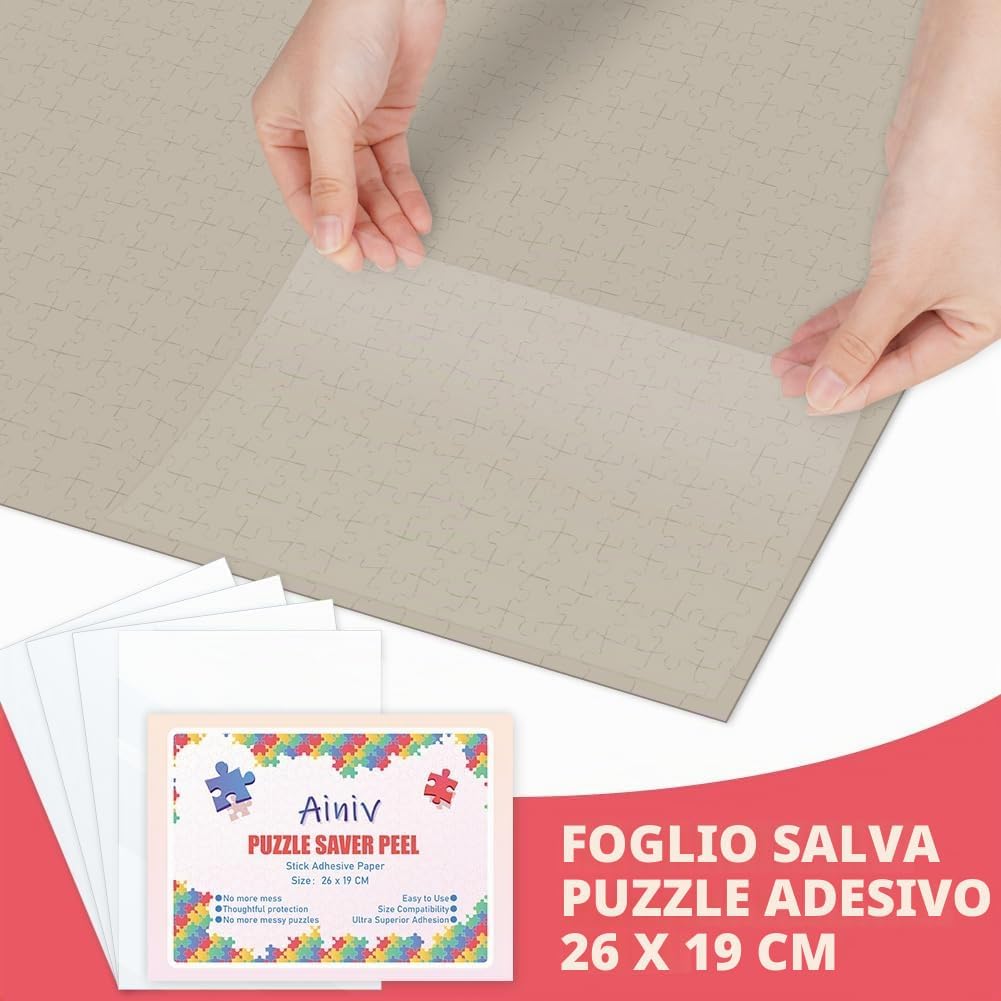 Detalle 2 de Ainiv 16 Fogli Colla per Puzzle Bifacciale – Adesivo trasparente per fissare e proteggere puzzle (19 × 26 cm)